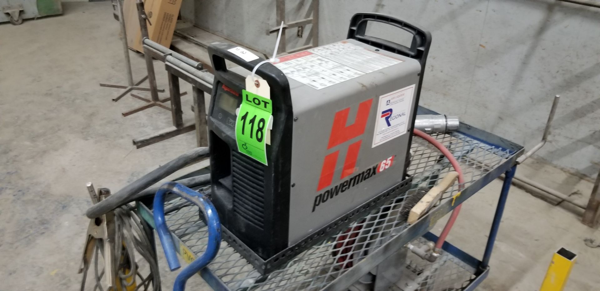 HYPERTHERM Powermax 65 plasma cutter yr.2018 with accessories and cart ser.083266//HYPERTHERM