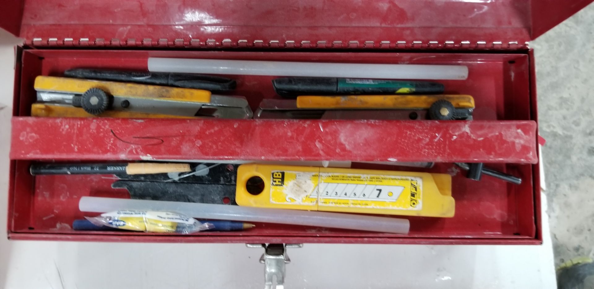 (3) Metal toolboxes and (1) plastic toolbox with all contents, including hand tool, measuring // (3) - Image 5 of 7