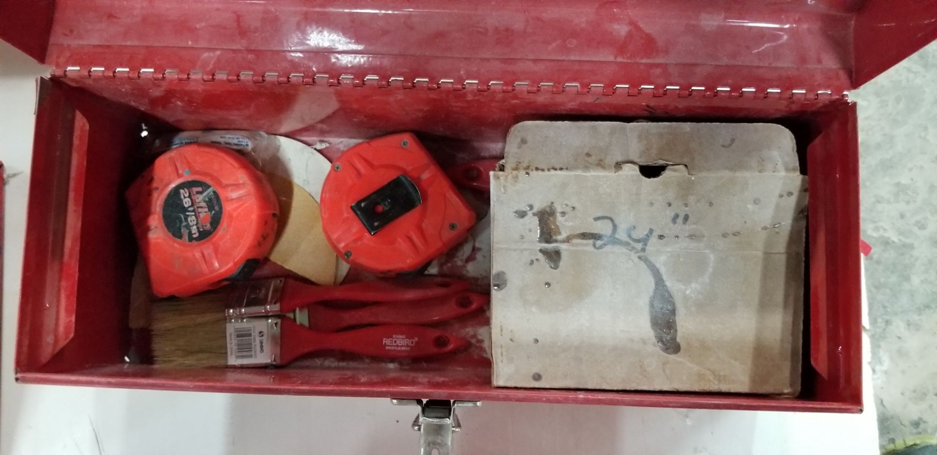 (3) Metal toolboxes and (1) plastic toolbox with all contents, including hand tool, measuring // (3) - Image 6 of 7