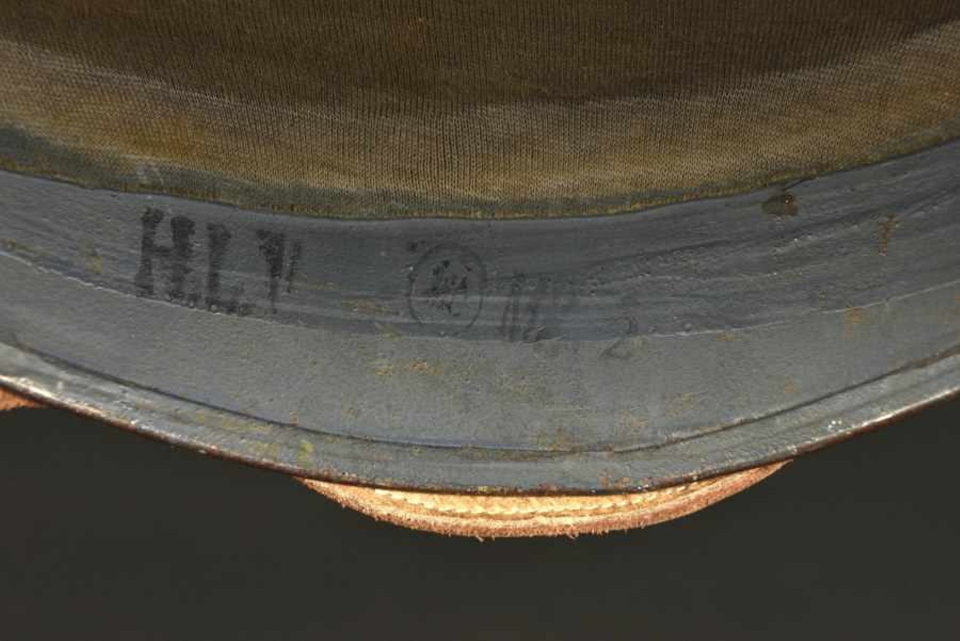 Casque de canonier de l'US Navy. Helmet of a US Naval ArtillerymanCoque en métal, peinture bleu à - Bild 4 aus 4