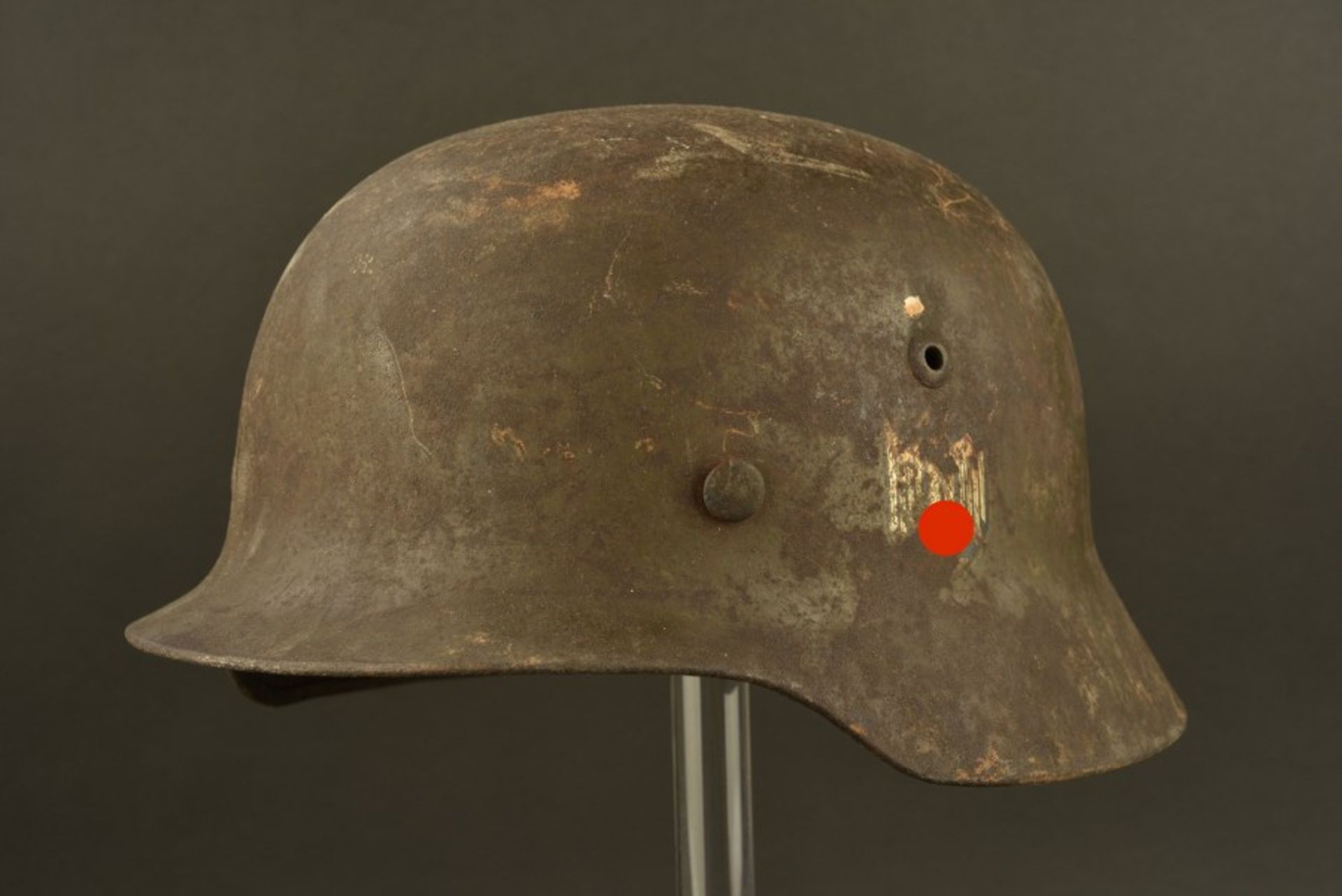 Casque de la HeerCoque de casque 35, code fabricant et numéro de lot illisible. Coiffe en cuir - Bild 2 aus 4