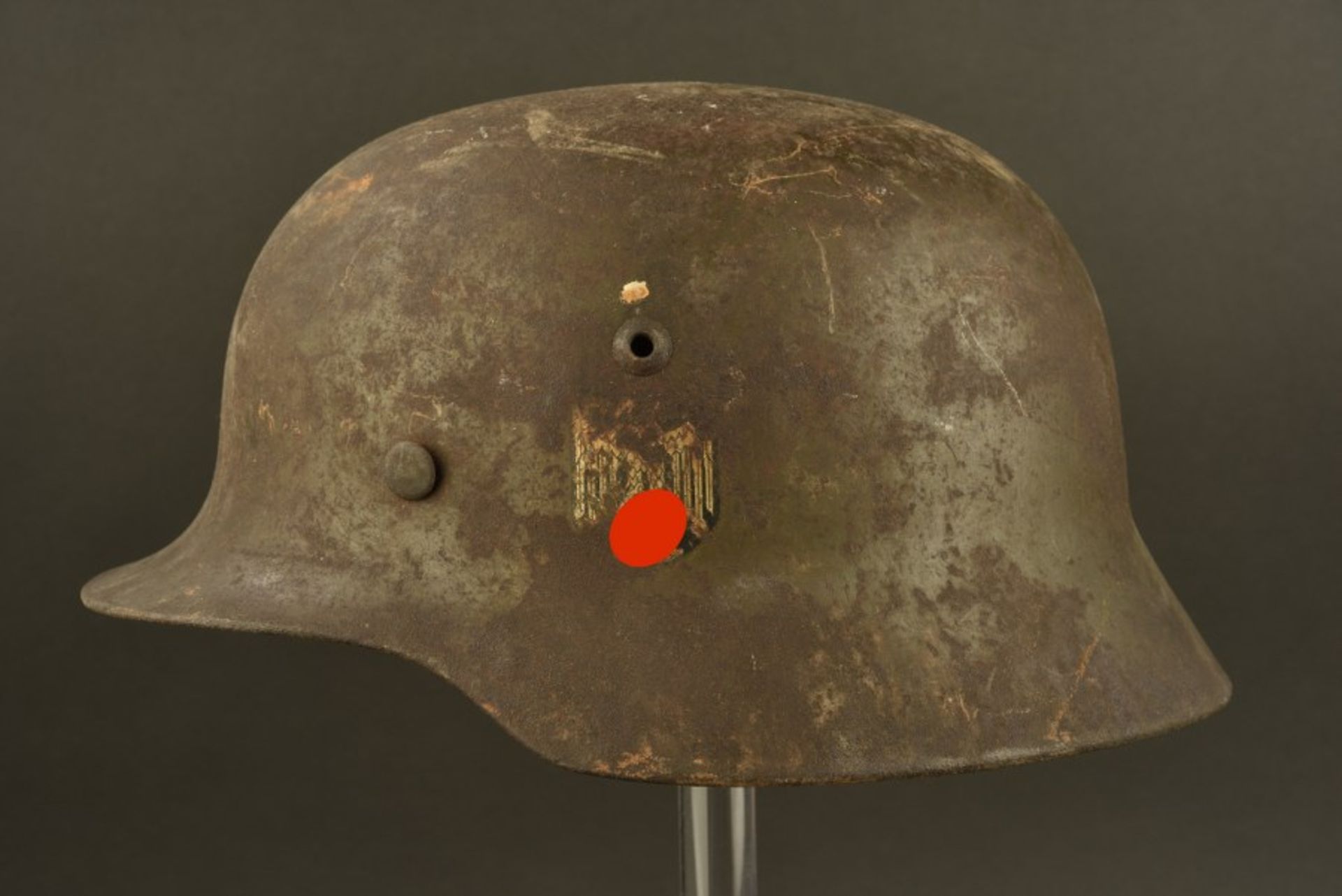 Casque de la HeerCoque de casque 35, code fabricant et numéro de lot illisible. Coiffe en cuir - Bild 3 aus 4