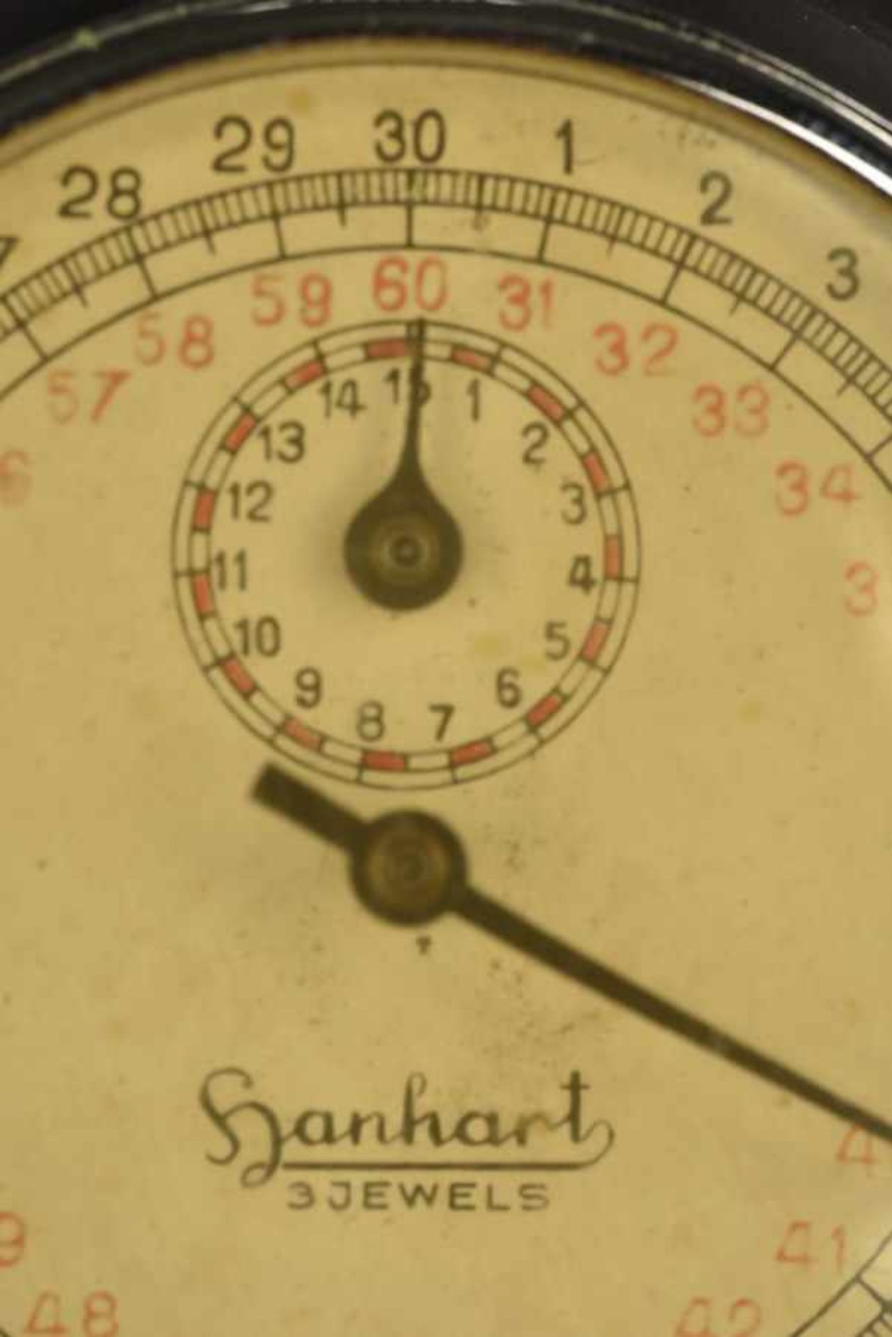 Chronomètre HanhartEn métal, fonctionnel, cadran jauni par le temps. Fabrication Hanhart Jewels. A - Bild 3 aus 4