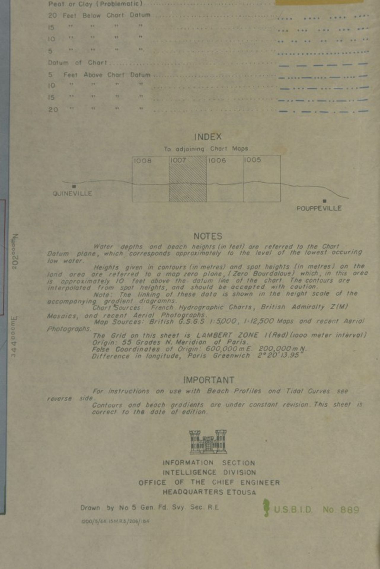 Carte Bigot Top Secret du secteur de débarquement d'Utah Beach. Top Secret Bigot Map of the landings - Bild 4 aus 4