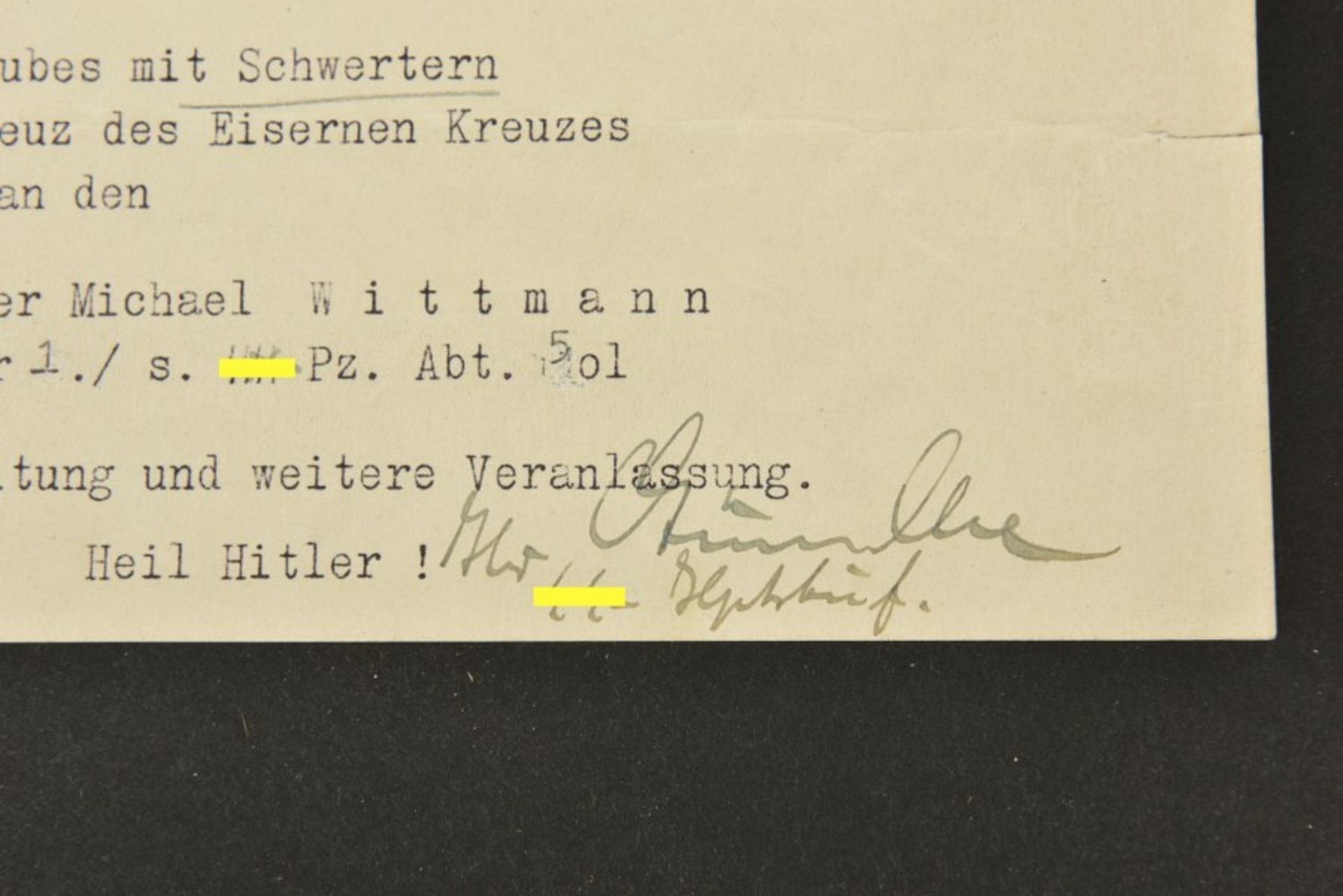 Mickael Wittmann Courrier envoyé par Otto Günsche, adjudant d'Adolf Hitler pour la SS. Daté du 19 - Bild 2 aus 4