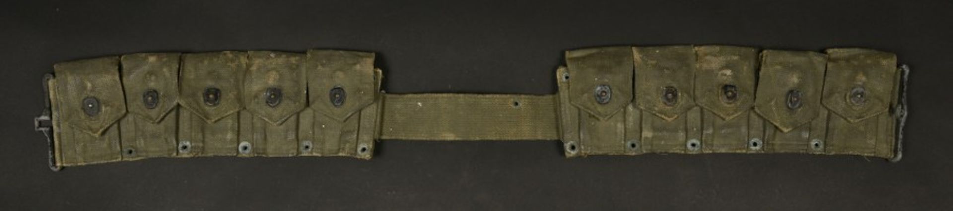 Ceinturon Garand camouflé. Camouflaged Garand Belt Ceinturon Garand en toile OD, peinture camouflé