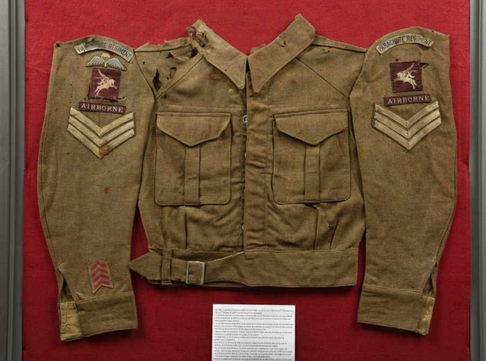 Relique de Battle Dress du 9ème battaillon de la 6ème Airborne. Remains of the Battledress of the