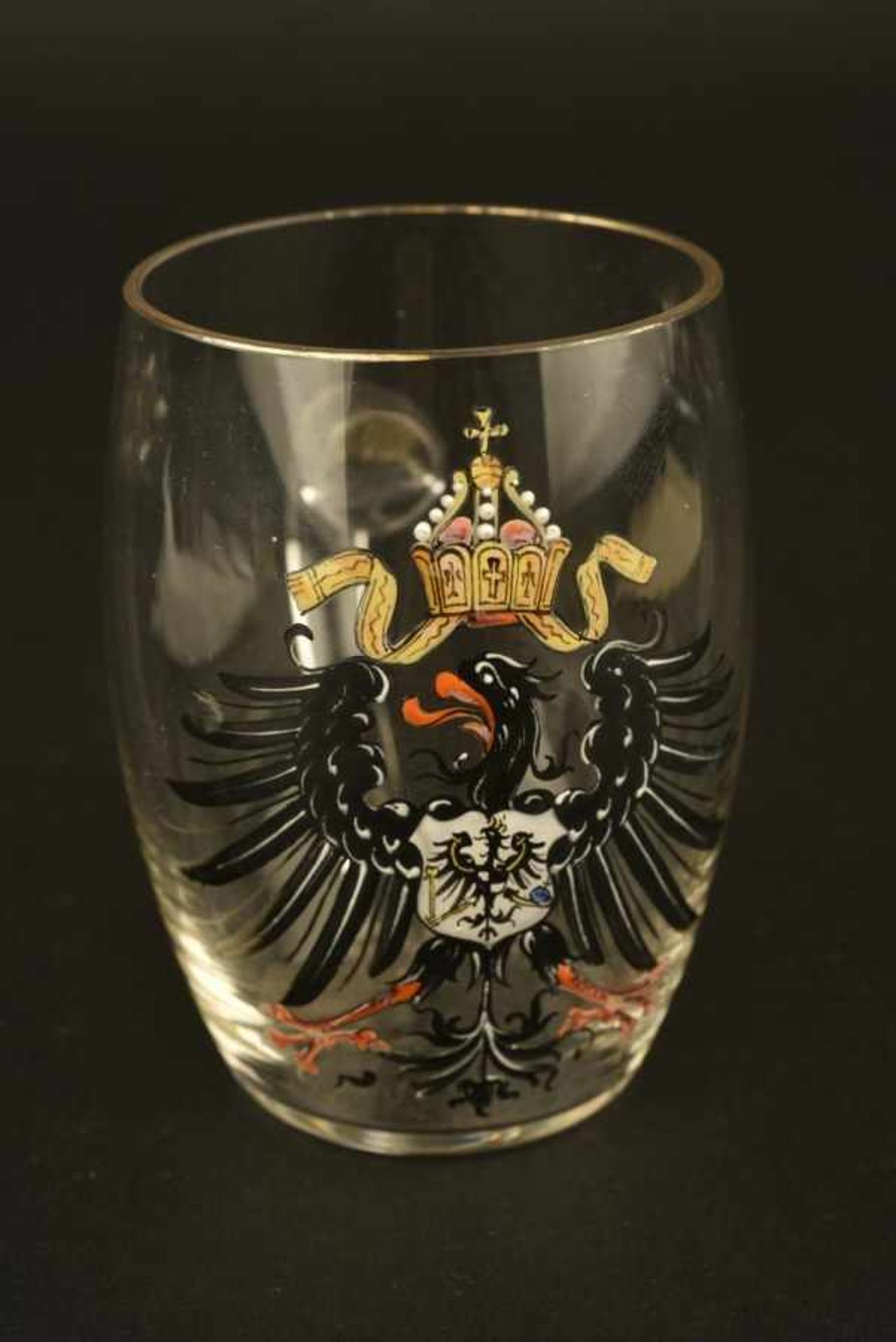 Verre patriotiqueEn verre blanc, aigle impérial peint. Sans marquages. Hauteur environ 9 cm. Très - Bild 2 aus 4