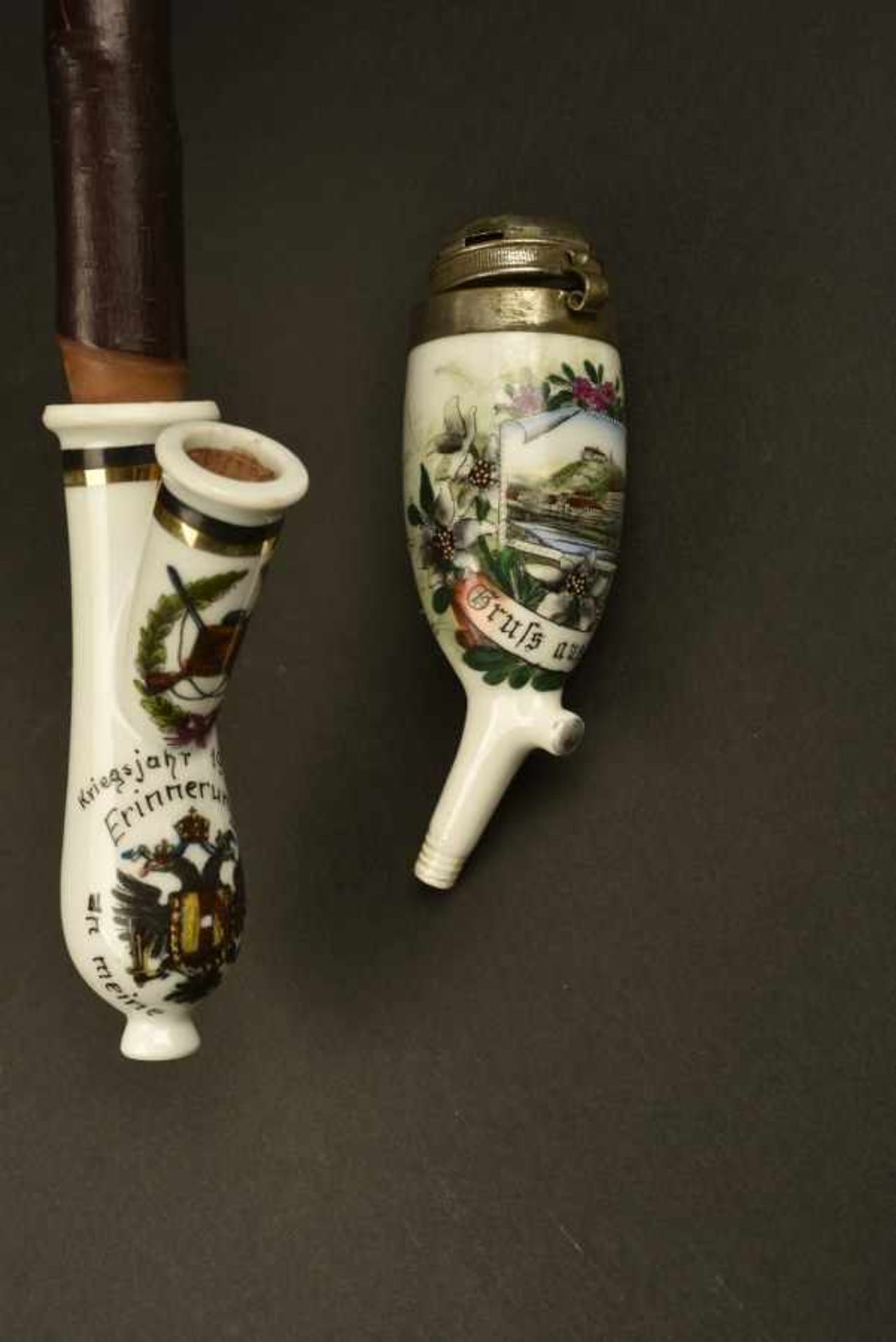 Pipe de réservistePetit modèle de pipe. Bois de cerf présent. Fourneau en porcelaine blanche