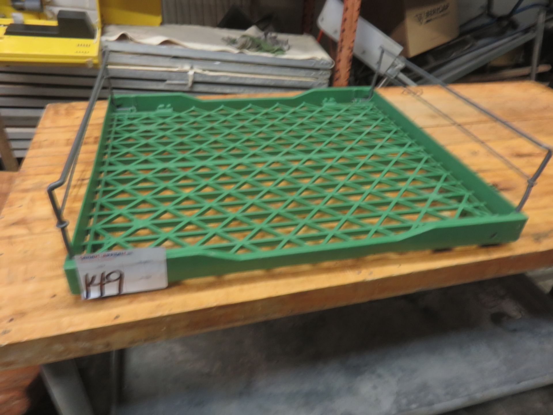UNITS - GREEN PLASTIC 24" X 26" FOLD DOWN ARM STACKABLE BAKERY TRAYS
