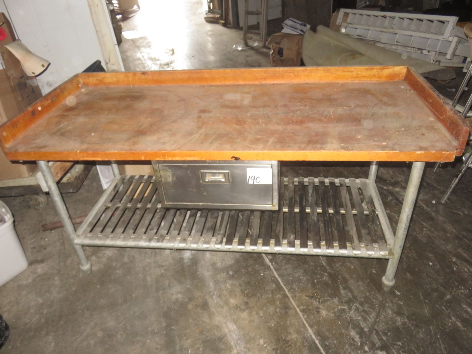MAPLE TOP & STAINLESS STEEL 32" X 6' PREP TABLE W/ DRAWER
