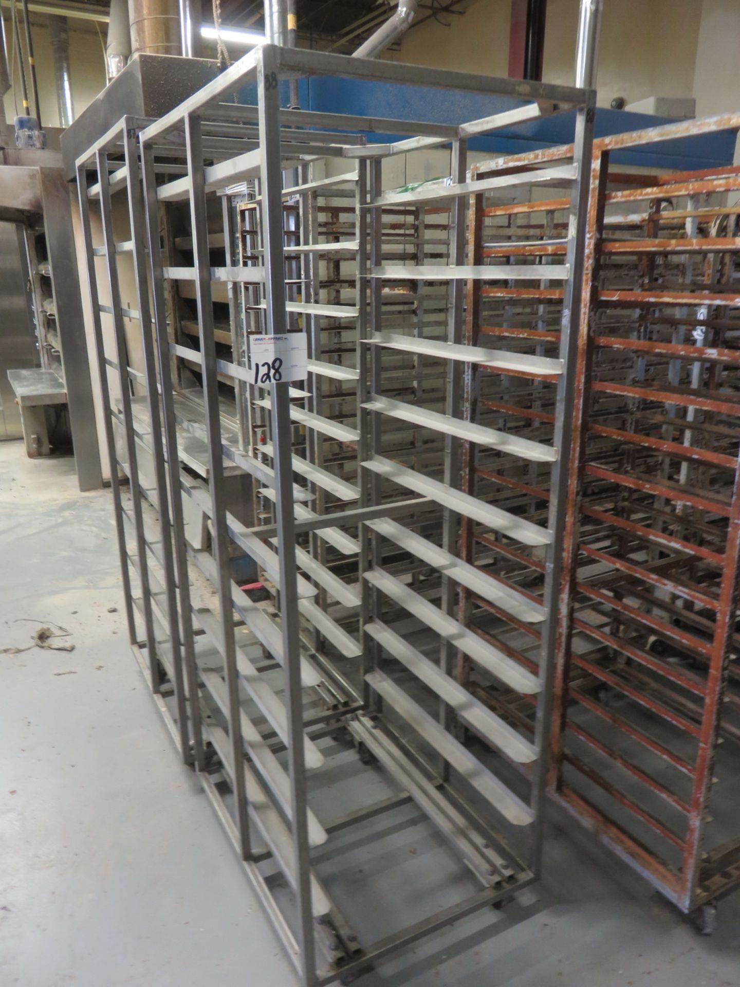 UNITS - STEEL 23" X 32" X 74 & 75"H 9-PAN BAKING PAN TROLLEY RACKS