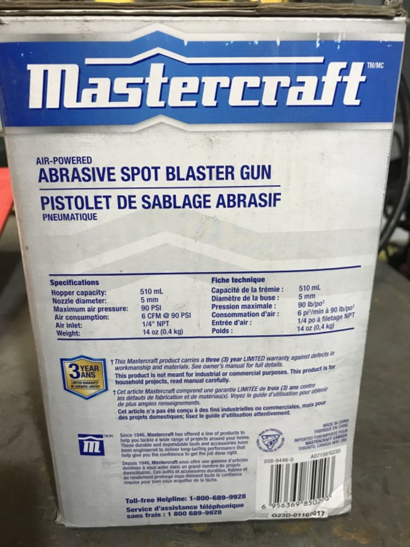 1 X MASTERCRAFT - AIR POWERED ABRASIVE SPOT BLASTER GUN - Image 2 of 2