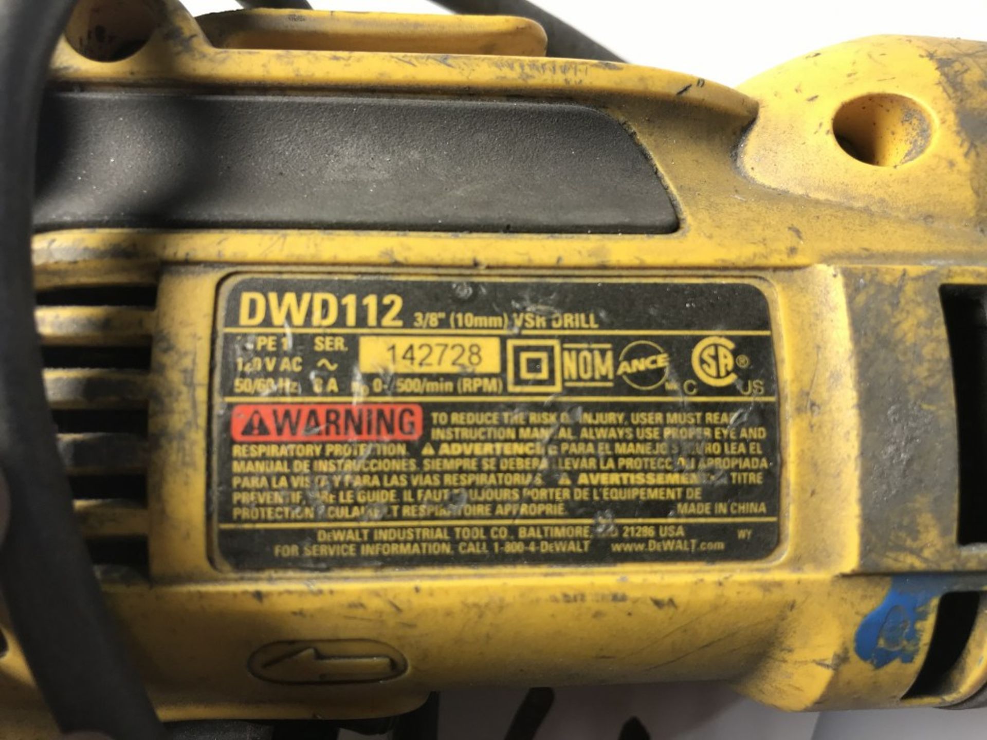 1 X DEWALT - VSR DRILL 3/8" - MODEL # DWD112 - Image 2 of 2