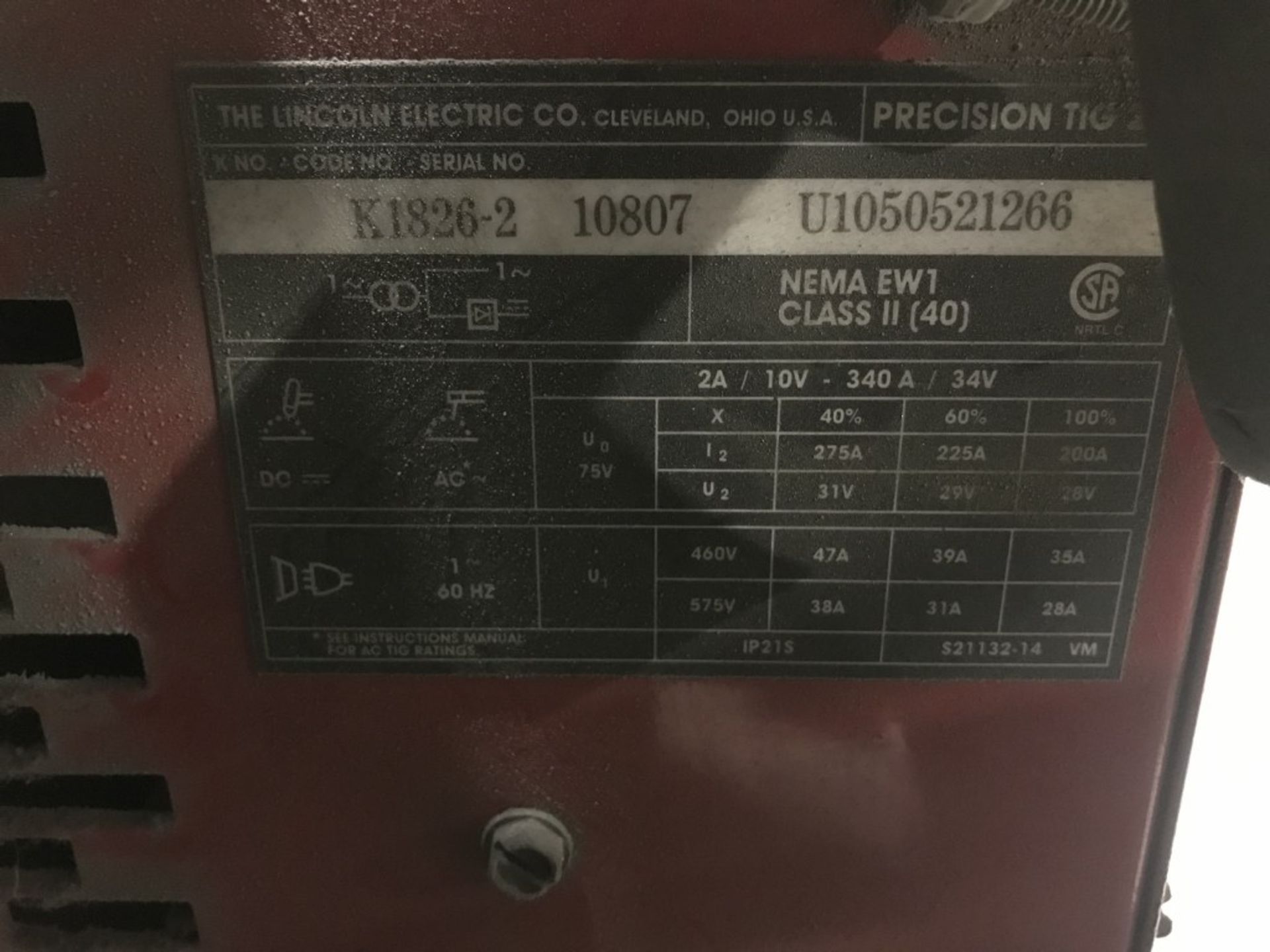 1 X LINCOLN ELECTRIC - PRECISION TIG 275 - K NO: K1813-1 AND 1 X LINCOLN ELECTRIC - COOL-ARC 40 - - Image 5 of 5