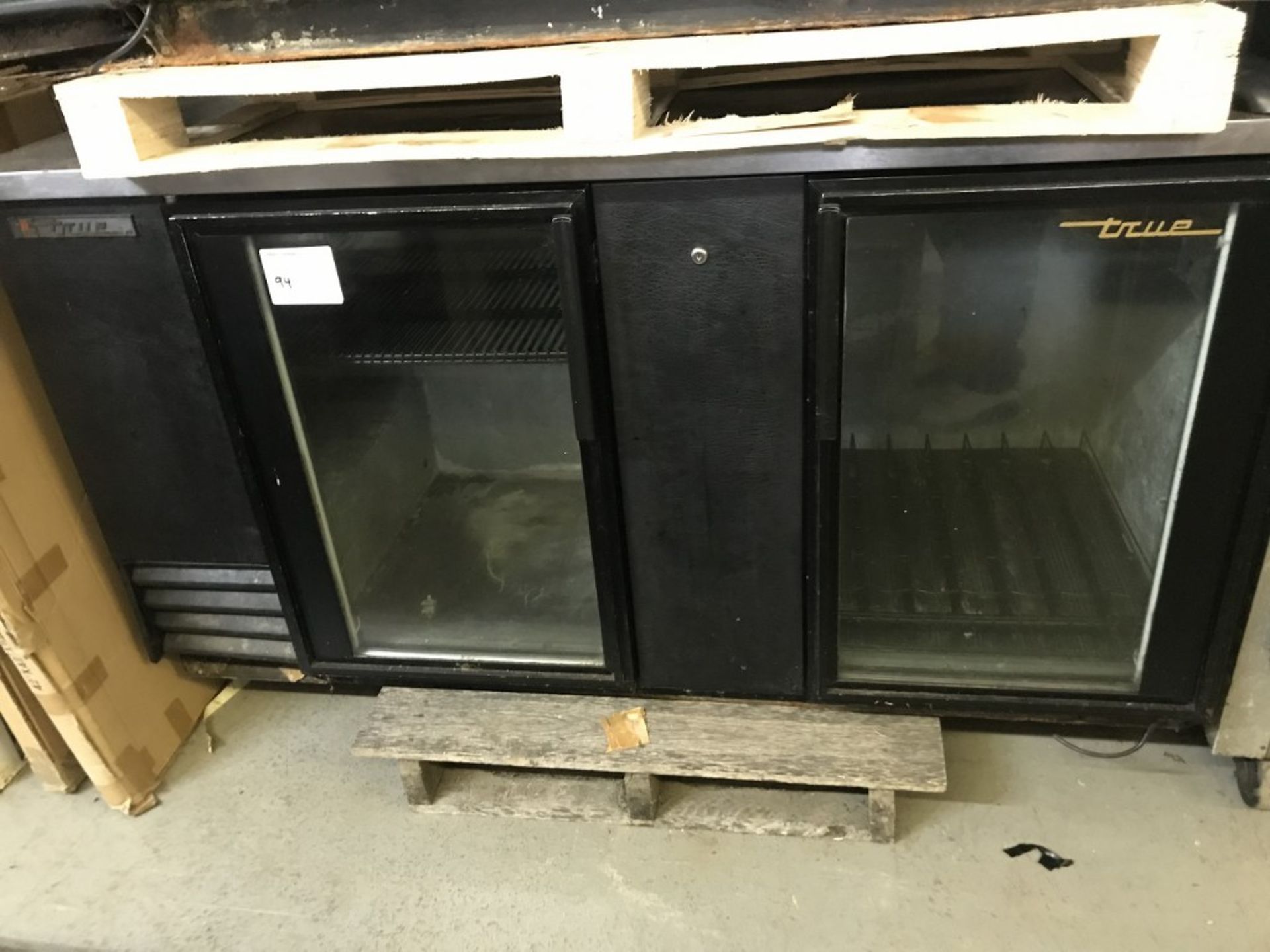 TRUE - 2-DOOR GLASS FRONT BACK BAR FRIDGE. MODEL # TBB-3G