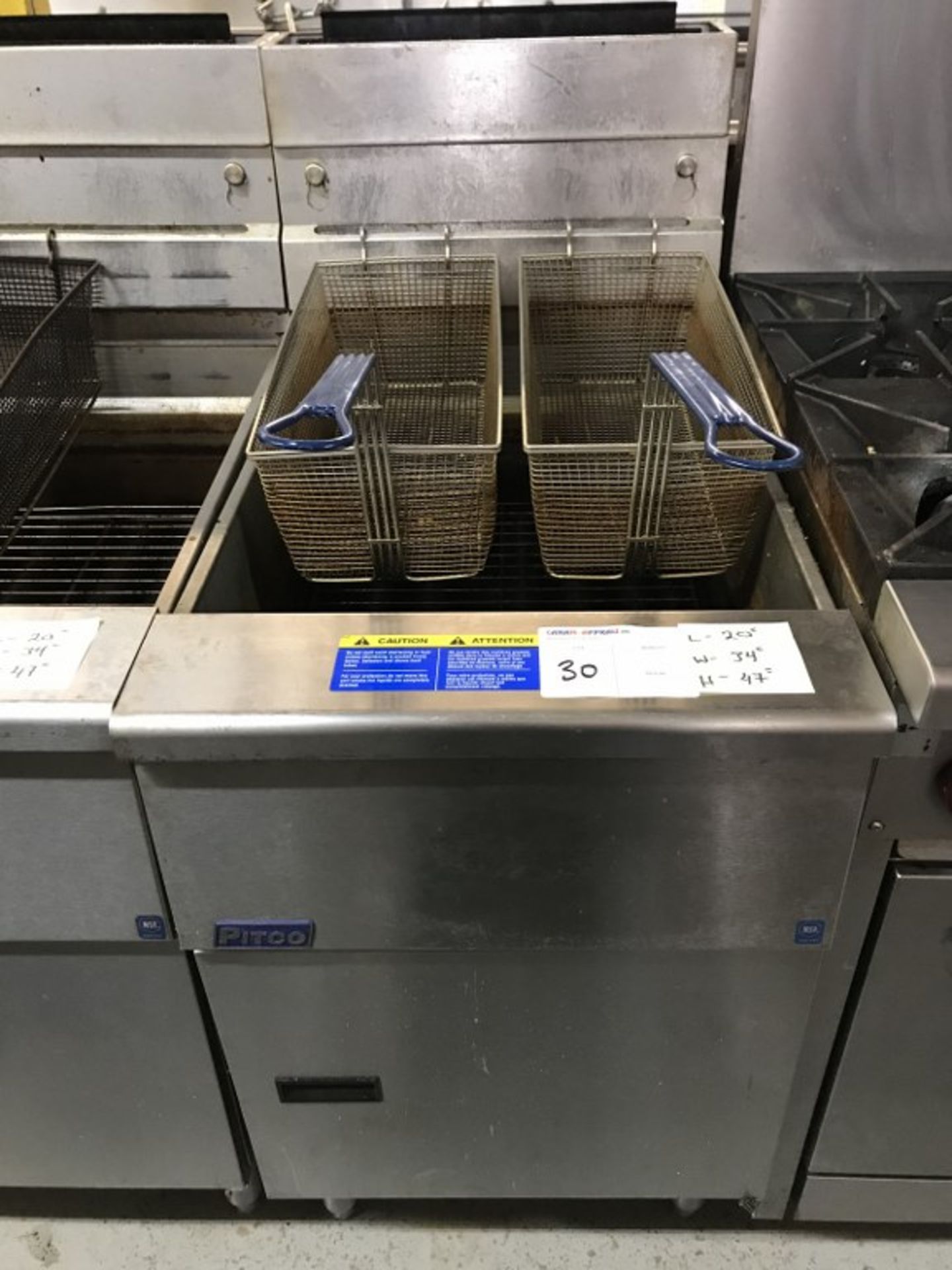 PITCO - GAS FLOOR FRYER. MODEL # SG18. 20"L X 34"W X 47"H