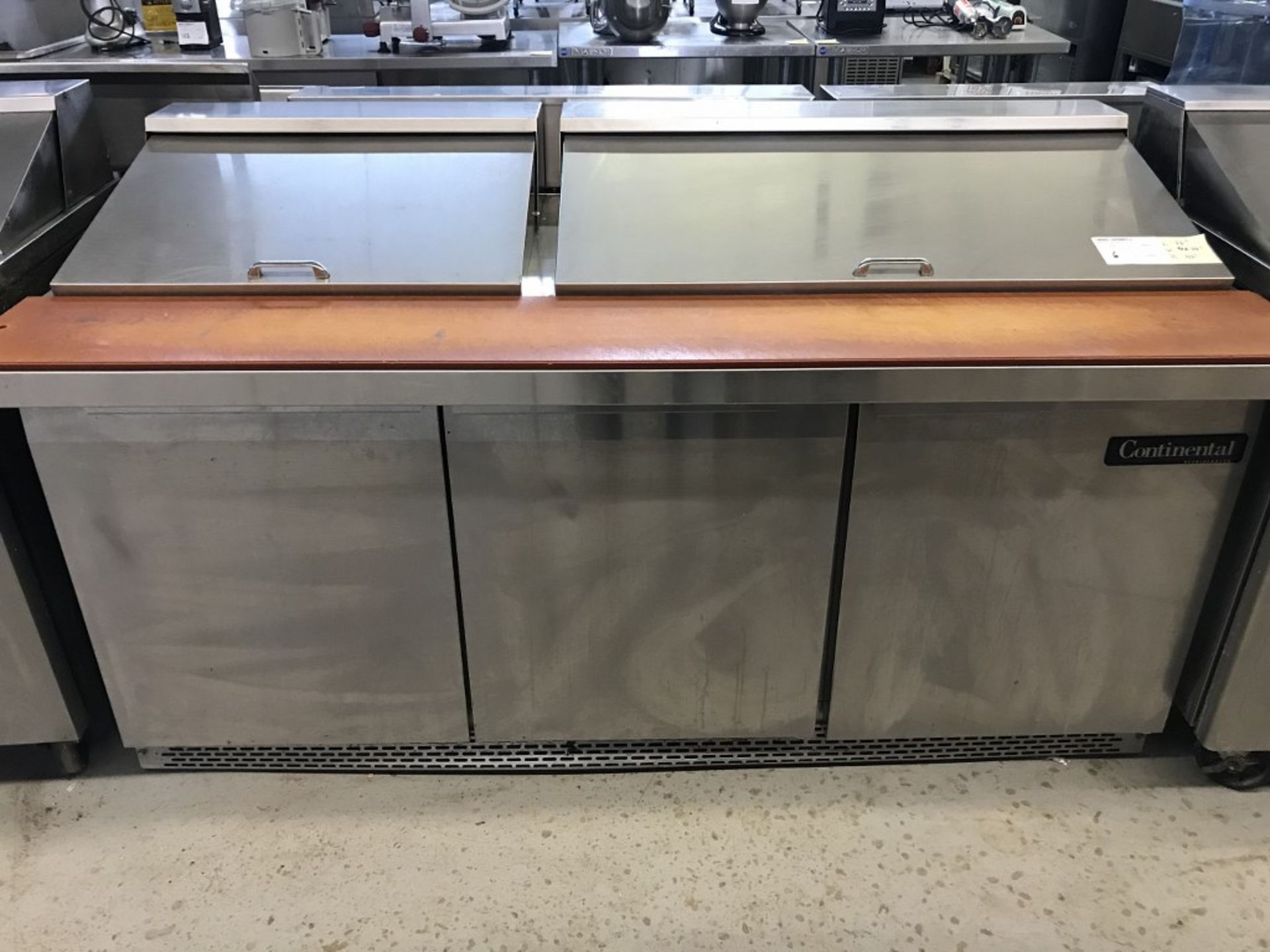 CONTINENTAL - 3-DOOR REFRIGERATED 72" MIGHTY TOP SALAD/SANDWICH PREP TABLE. MODEL # SW72-30M