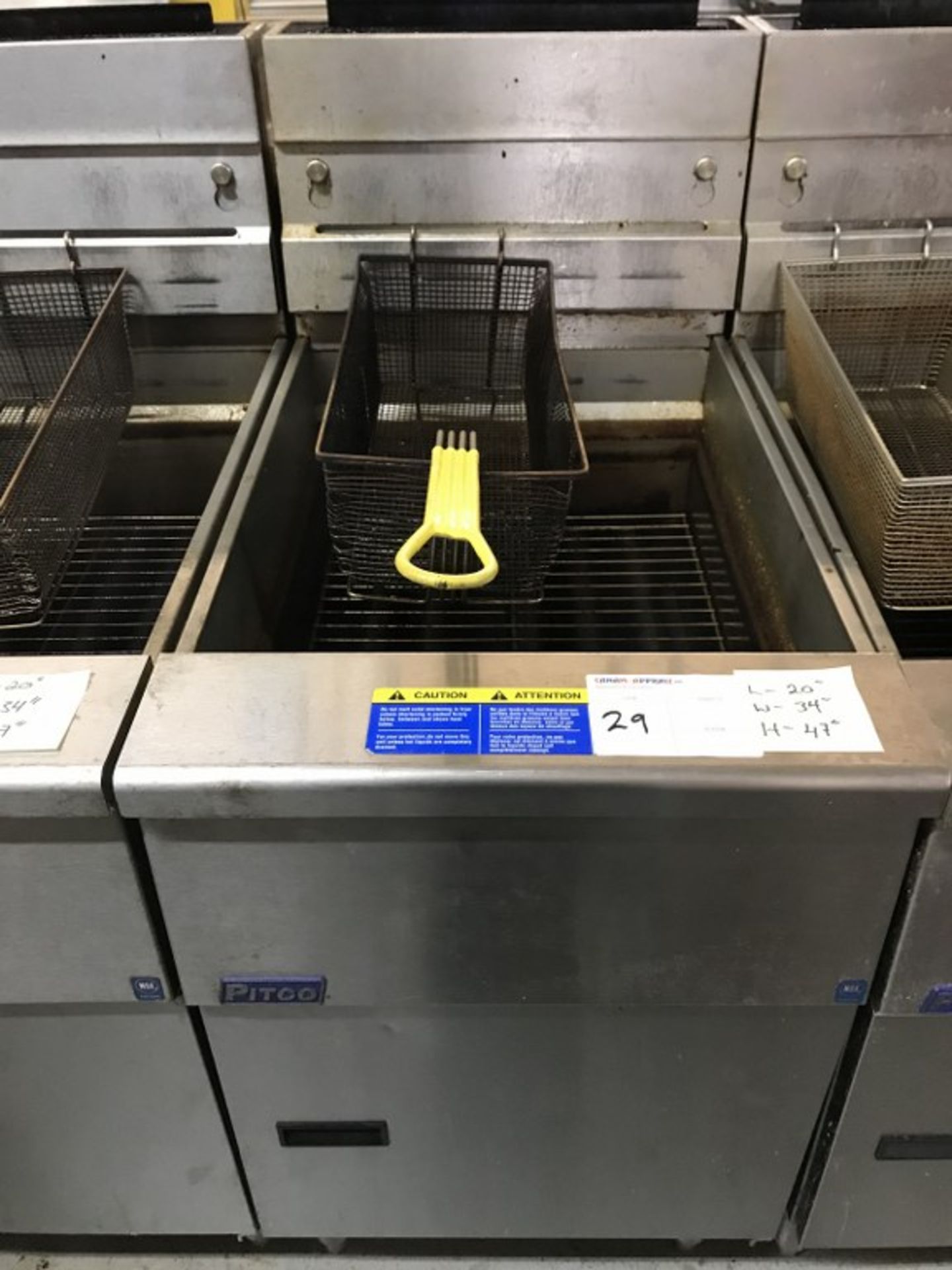 PITCO - GAS FLOOR FRYER. MODEL # SG18. 20"L X 34"W X 47"H