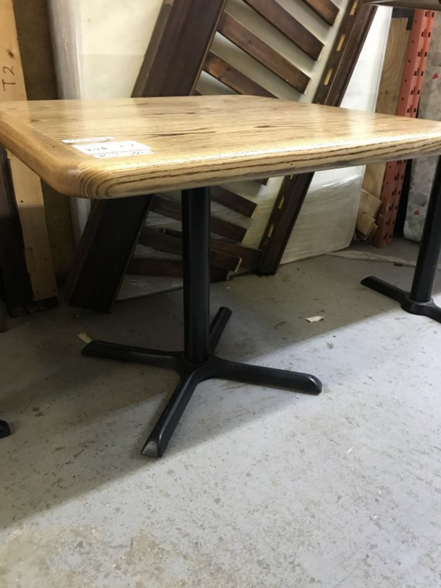 7 X SOLID WOOD DINING TABLE W/ CAST IRON LEG - 36"L X 36"W X 30"H - Image 3 of 3