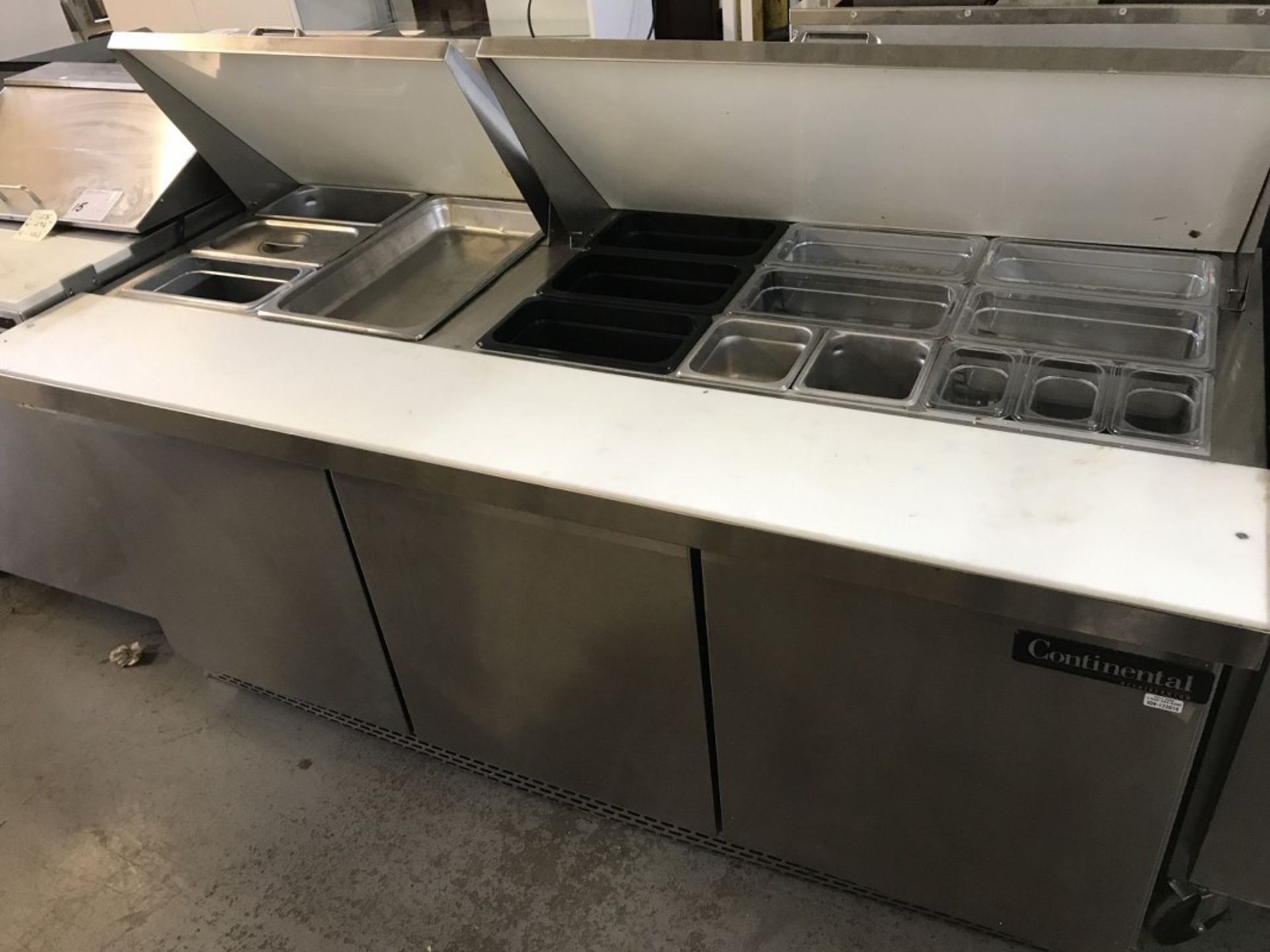 CONTINENTAL - MODEL: SW72-30M - 72" 3-DOOR MIGHTY TOP REFRIGERATED SANDWICH PREP TABLE - Image 2 of 5