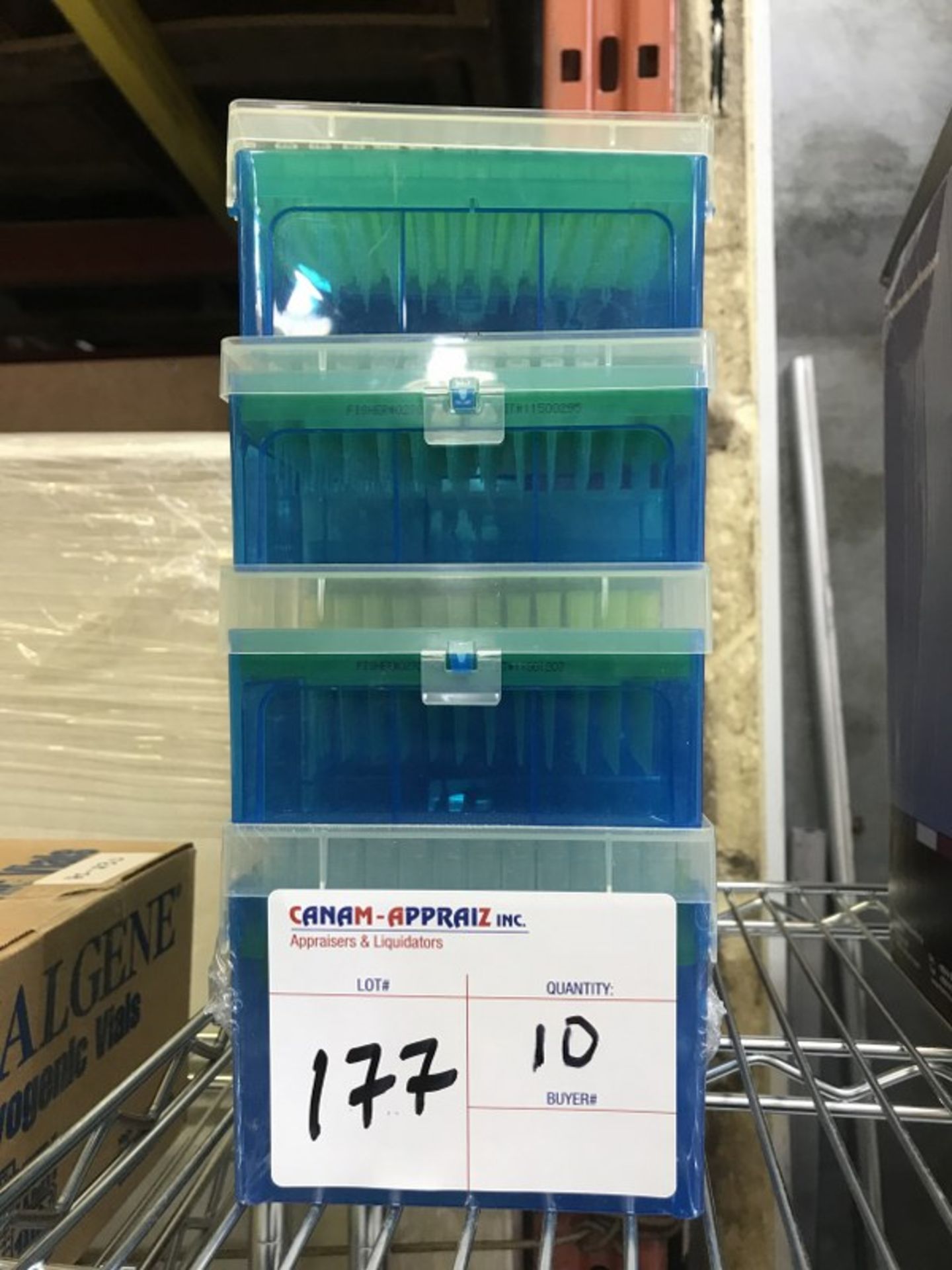 LOT OF: FISHERBRAND SUREONE - NON FILTER PIPET IN HINGED RACKS - 10 BOXES