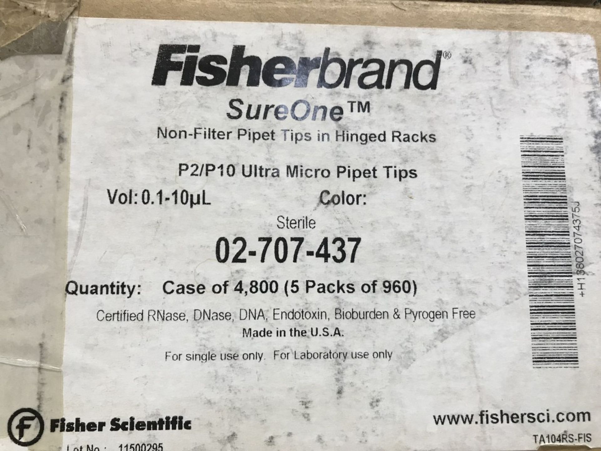 LOT OF: FISHERBRAND SUREONE - P2/P10 ULTRA MICRO PIPET TIPS - 2 BOXES 95 UNITS/BOX) - Image 2 of 2