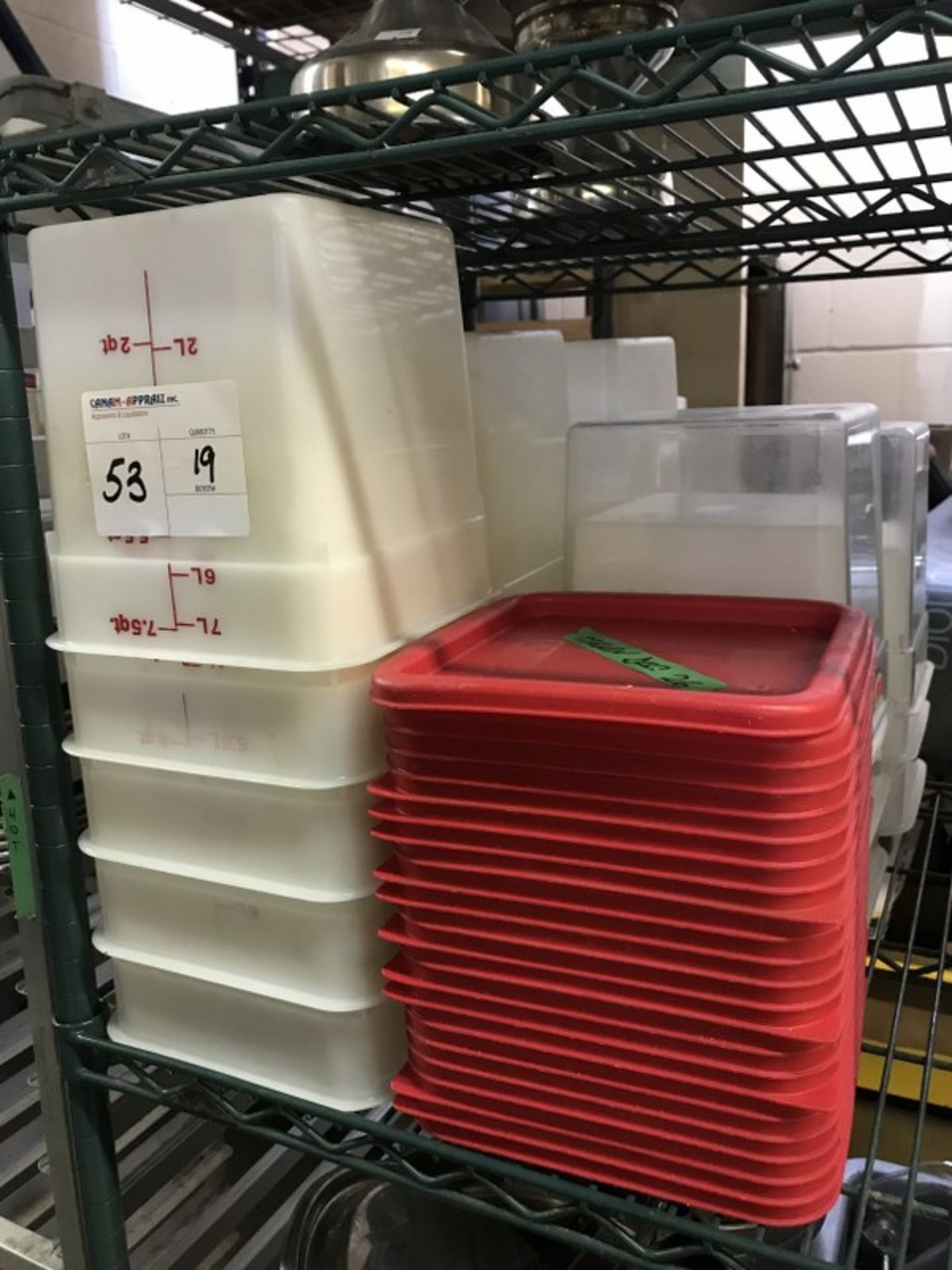 LOT OF PLASTIC STORAGE BINS AND LIDS - 12PCS