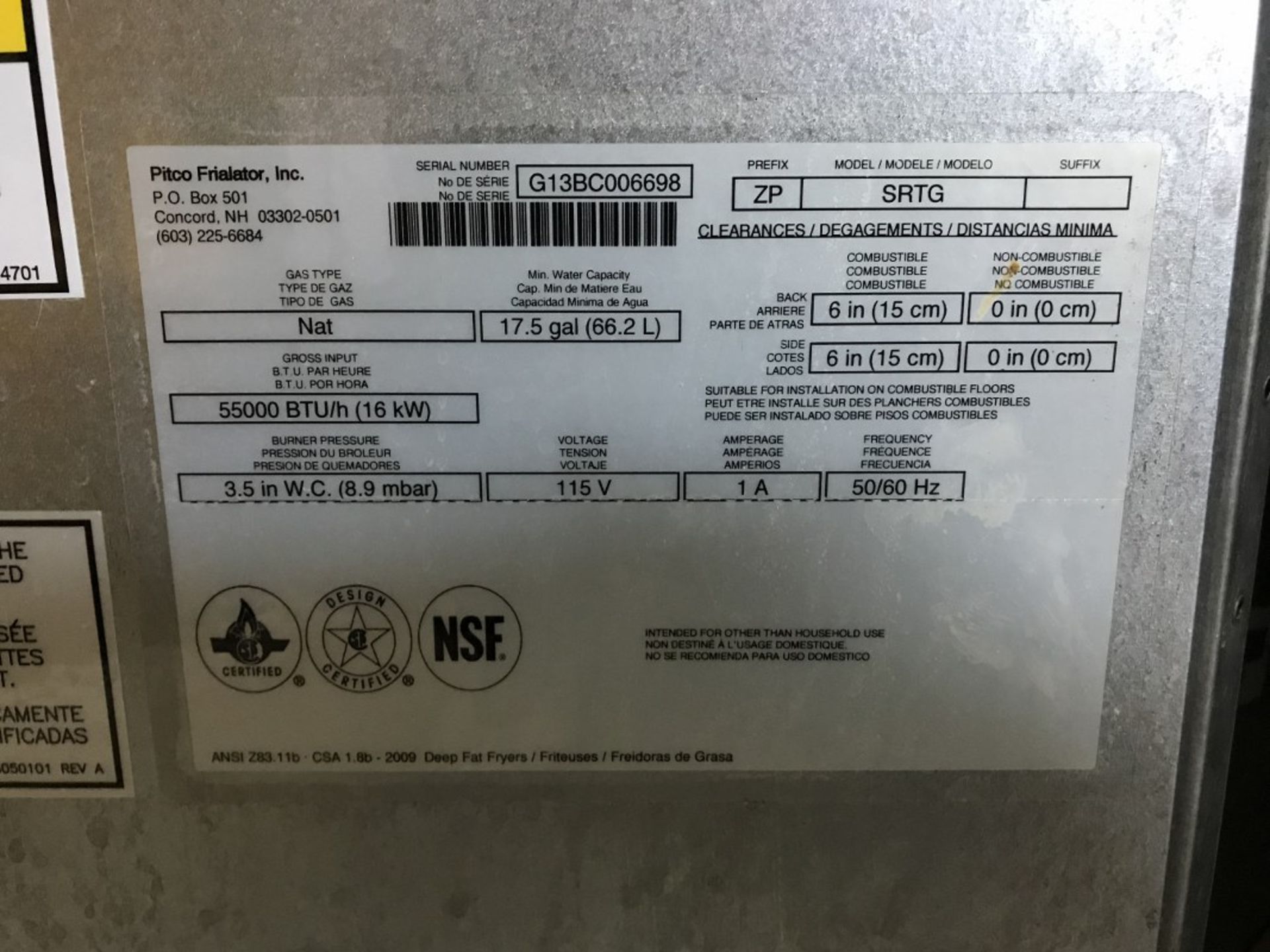 PITCO - MODEL: SRGT - TRIPLE THERMALIZER - 48.5"X35.5"X46.5" - Image 4 of 5