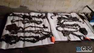 1 lot of assorted lifting chains with hooks Etc contents of two pallets