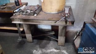 36" x 48" steel welding table, with 4" swivel bench vise. No contents.