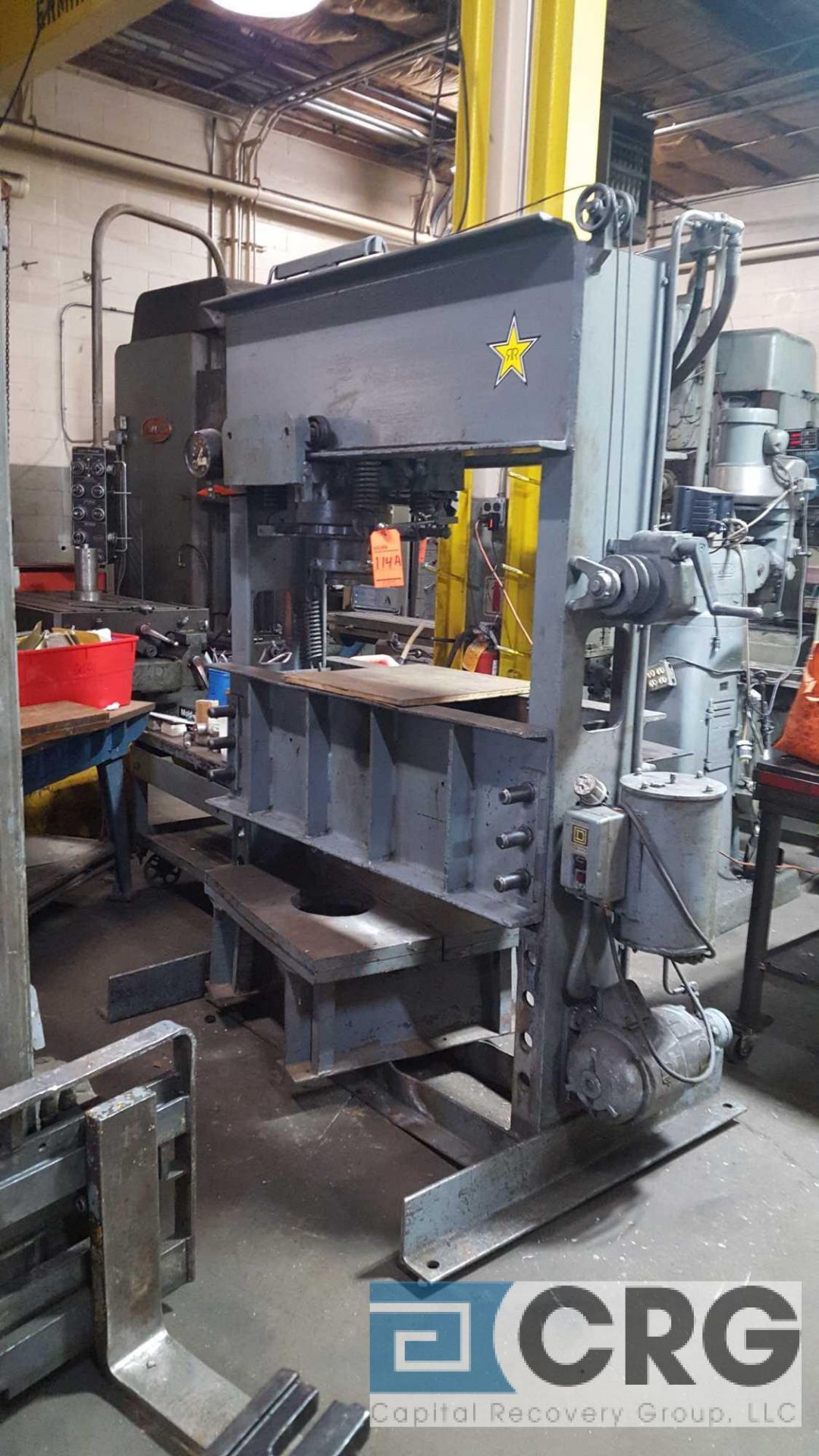Acco hydraulic press, model P-1358, serial no 8536, catalog no MHP-150, 150 ton capacity.