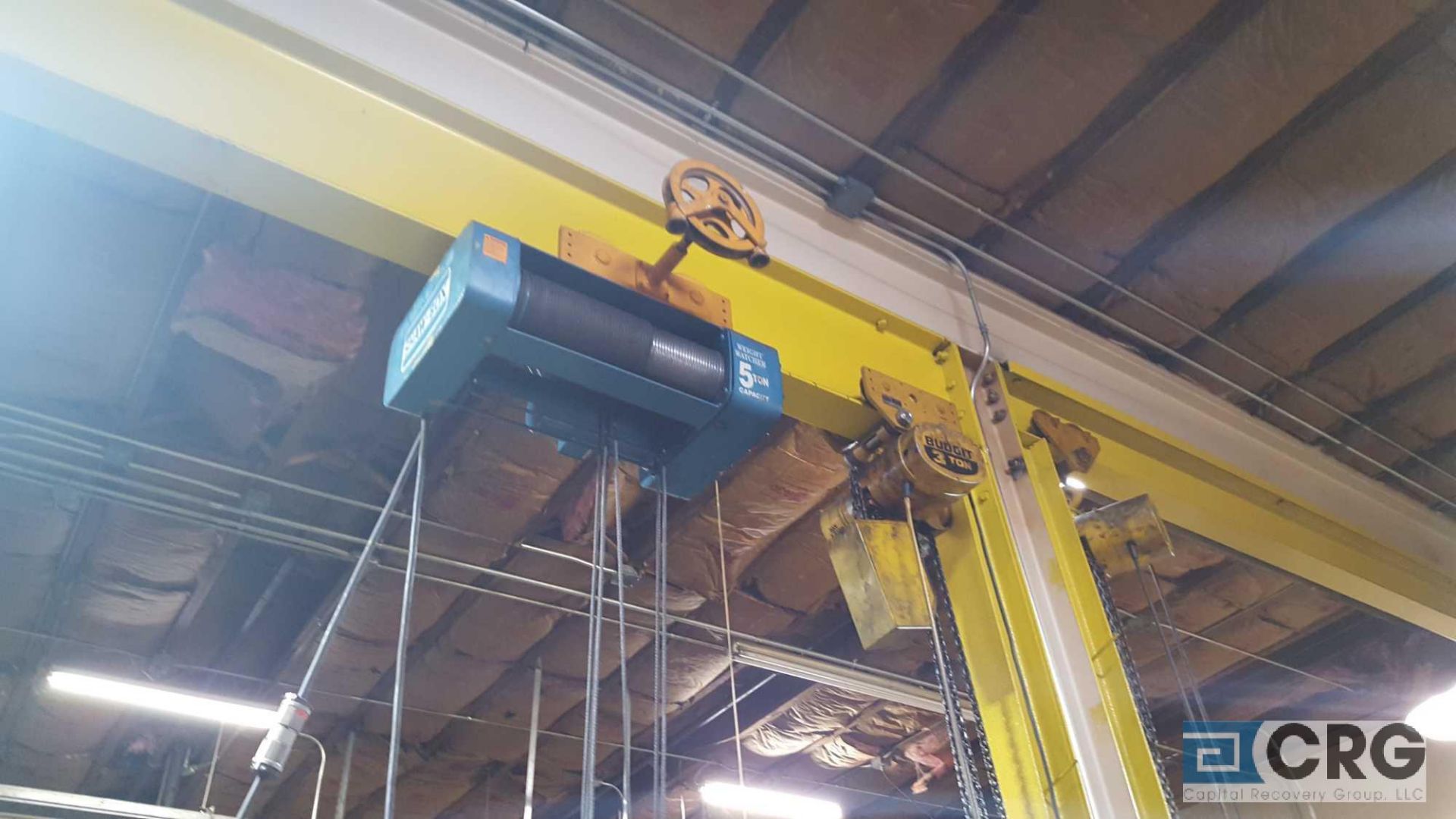 Shaw-Box, 5 ton capacity electric cable hoist with pendant control, beam excluded