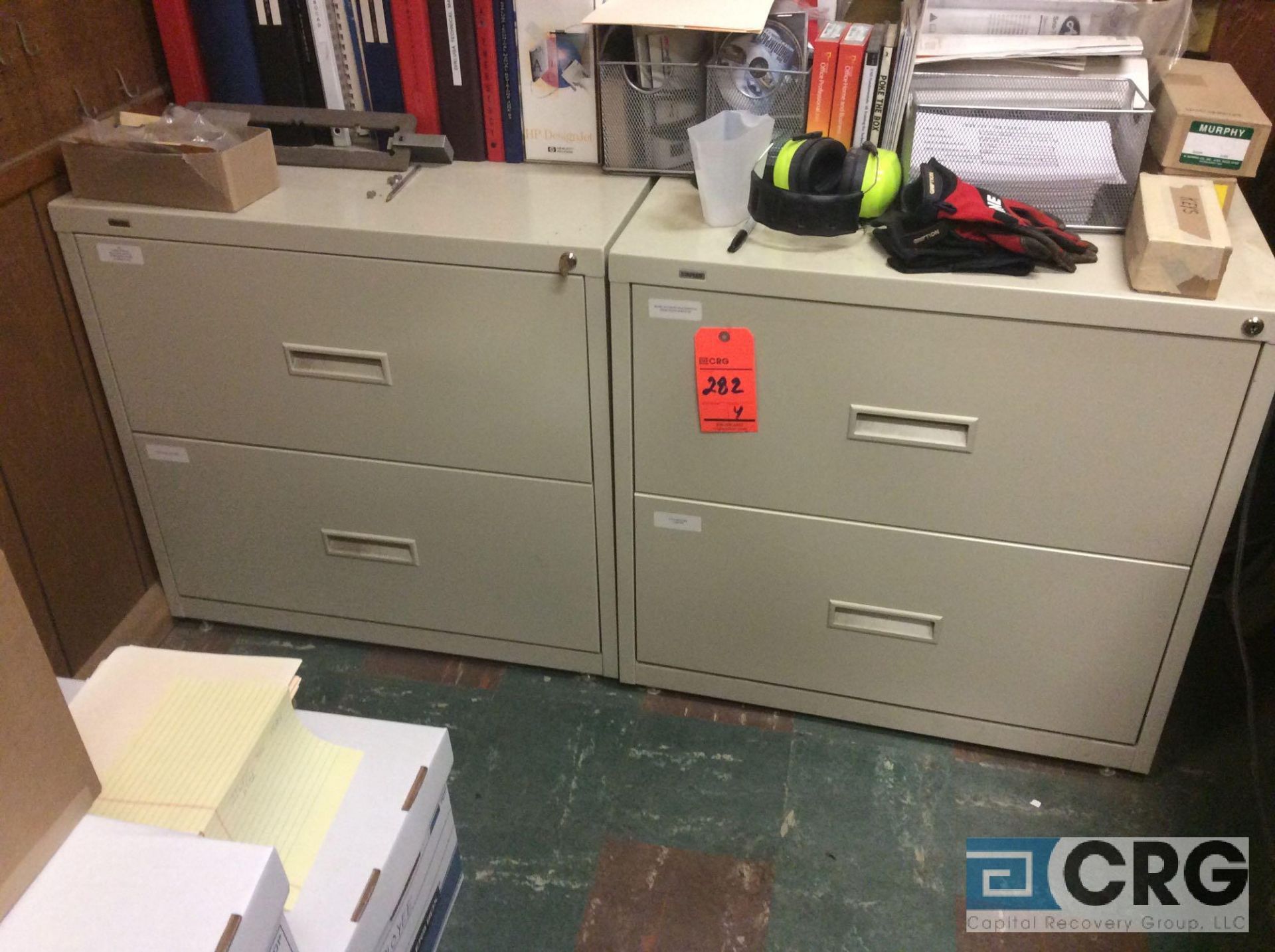 Lot of (4) 2 door lateral file cabinets
