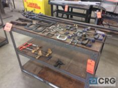 Lot of asst clamps, including pipe clamps, quik clamp, C clamps, etc