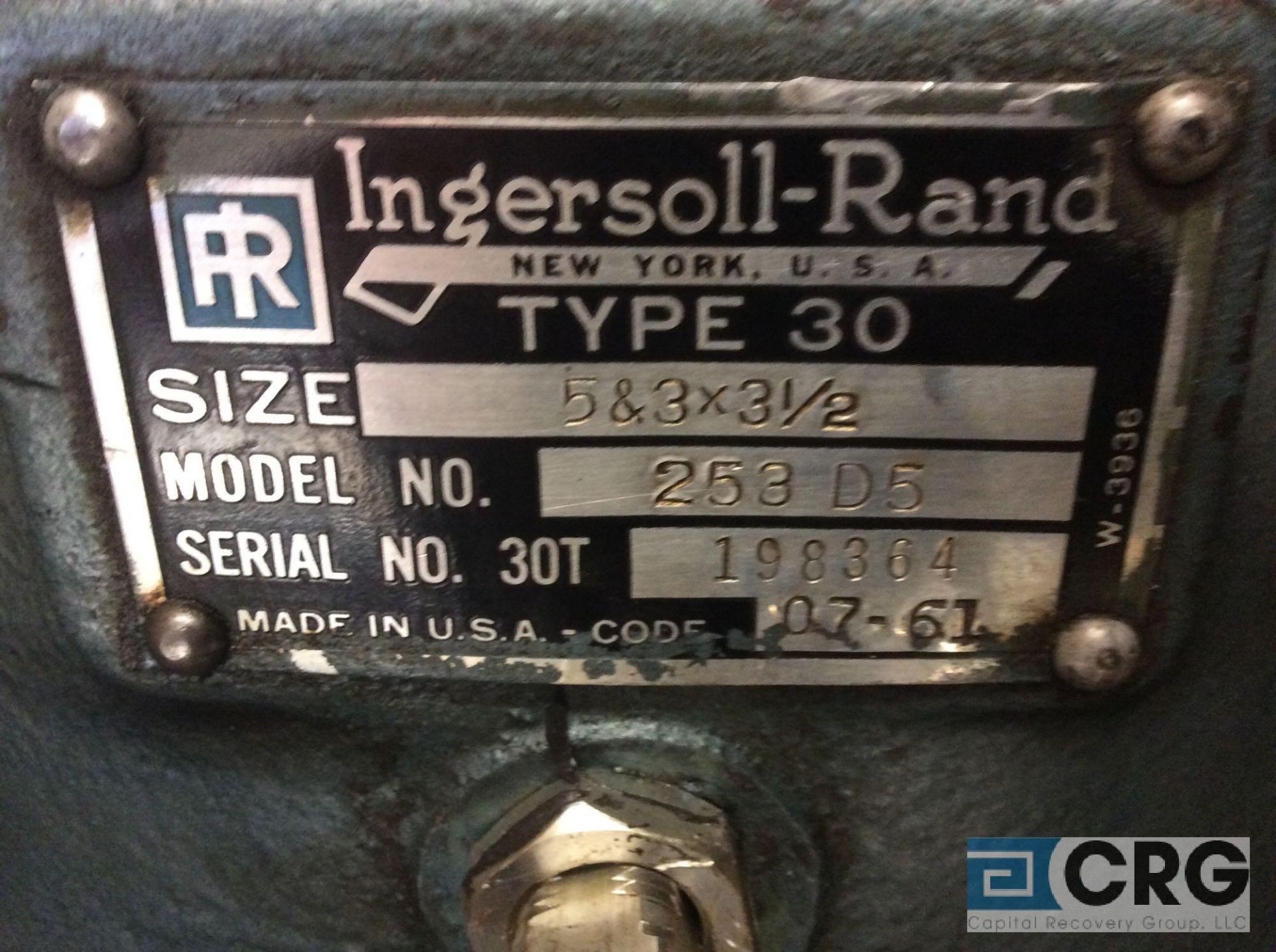 Ingersoll Rand T30 twin cylinder horizontal compressor, mn 263D5 - Image 2 of 2