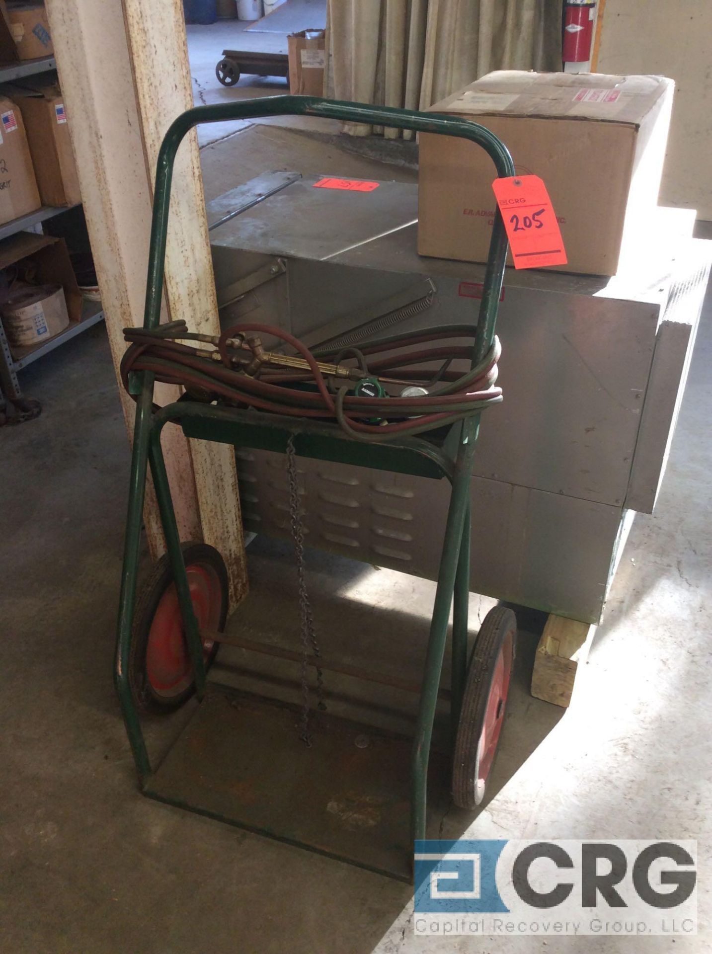 portable acetylene torch cart with gages