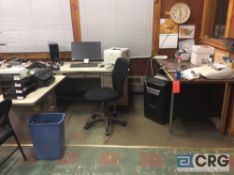 Lot of asst office furniture including oak desks, metal desks, file cabinets, chairs etc