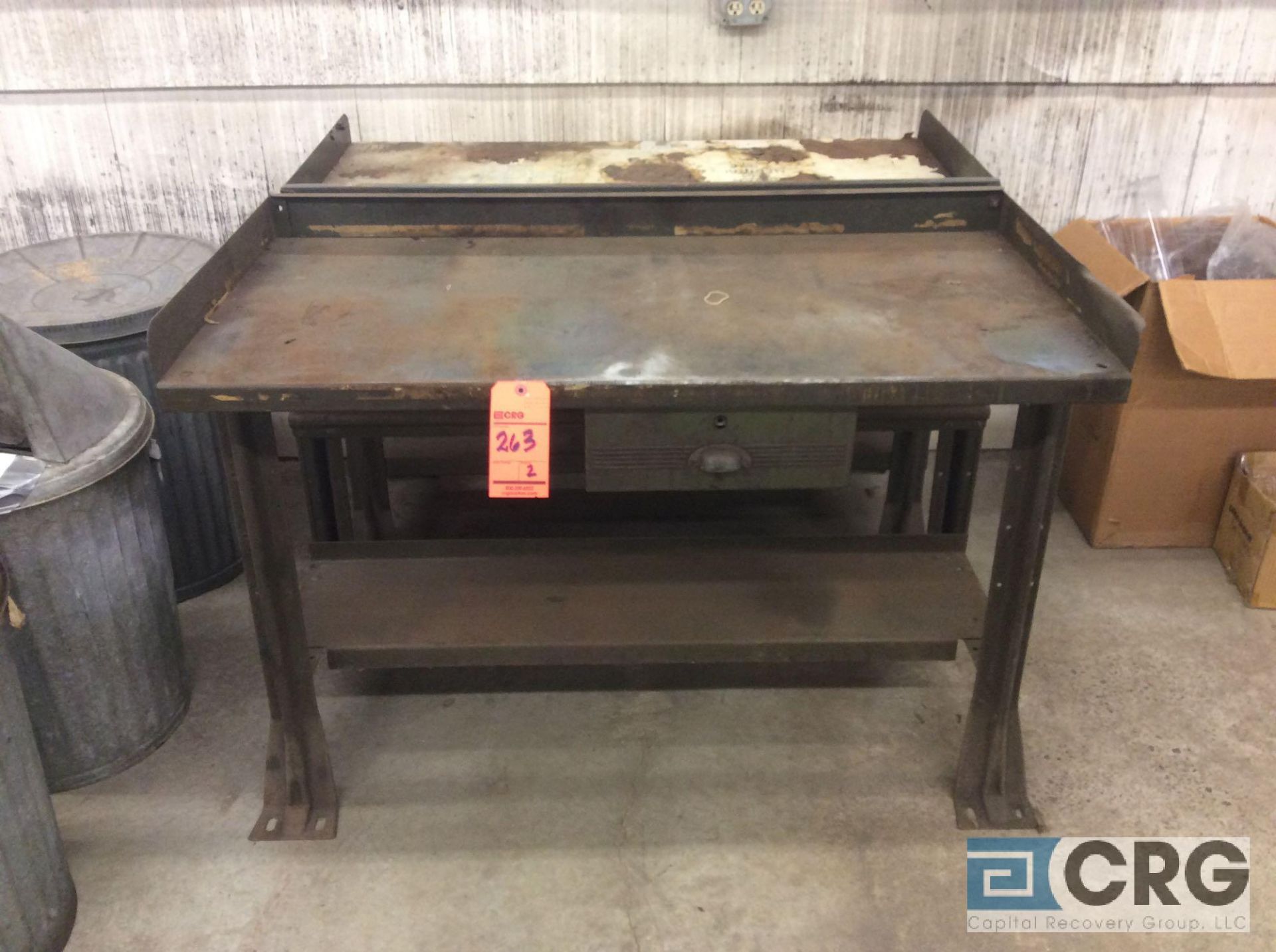 Lot of (3) 4’ steel work tables