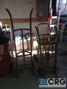 Lot of (3) handtrucks, (1) barrel truck and (2) hand trucks