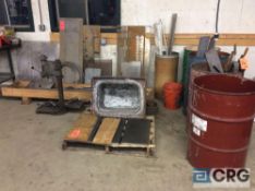 Lot of asst steel scrap metal, contents of (4) drums, 1 pallet, 1 crate and back wall