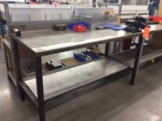 6 foot heavy duty steel work table with vise