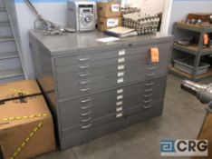 Lot of (2) 5-drawer steel blueprint file cabinets