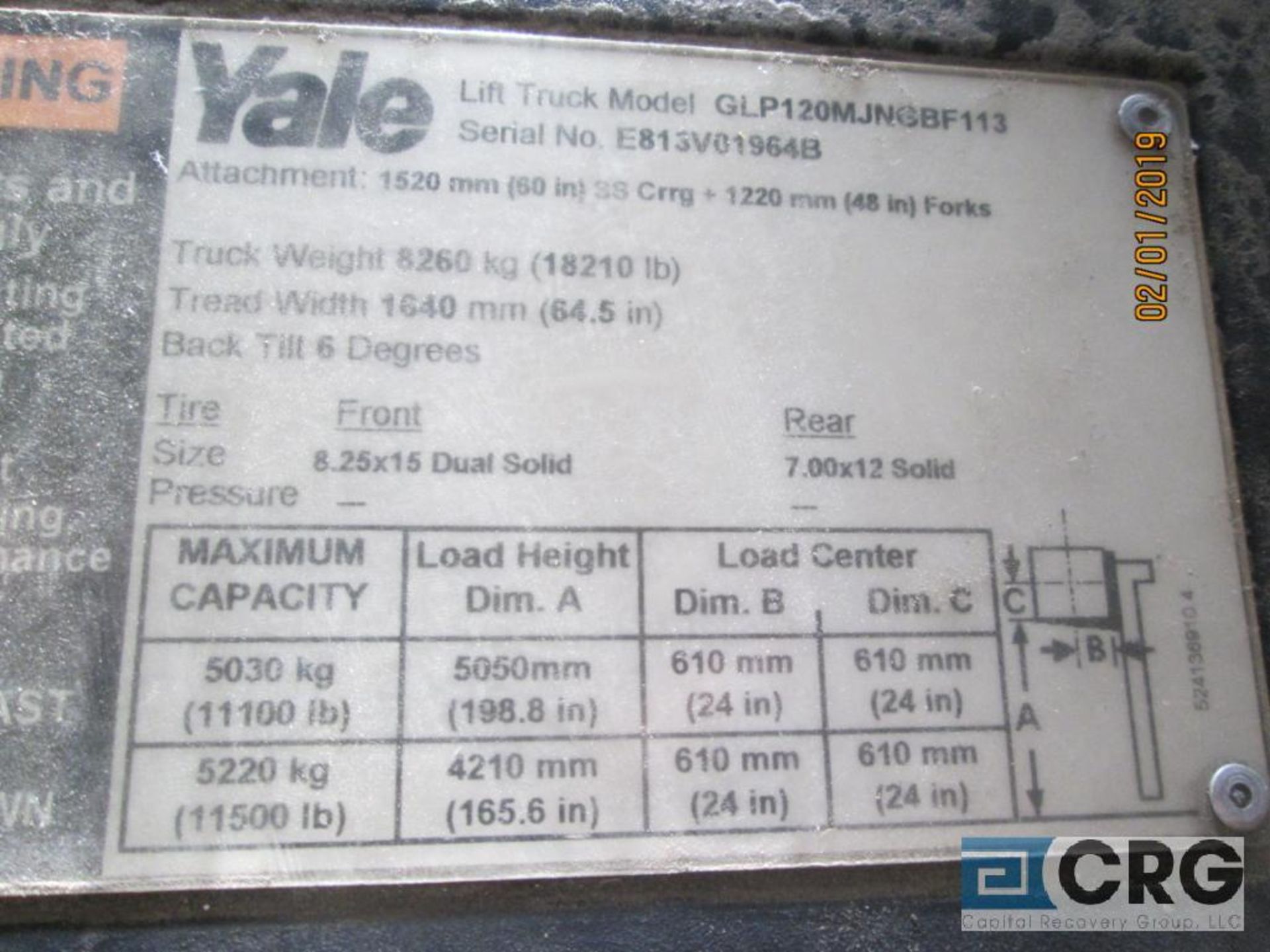 2004 Yale 11K forklift, propane, 9,837 hours, stock # 11FL-04-1257, m/n GP120MJNGF113, s/n - Image 4 of 9