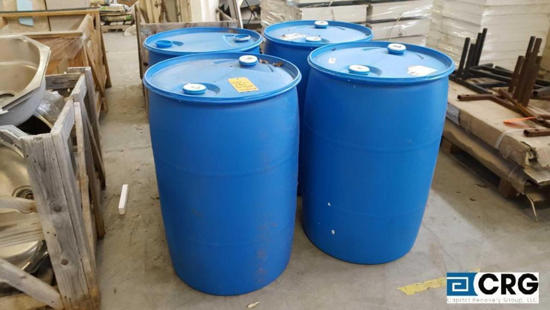 Lot of (6) blue plastic drums