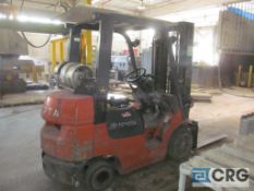 Toyota forklift, m/n 7FGCU25, s/n 83209, 189 in. lift, 3 stage mast, side shift, ROPS, propane,