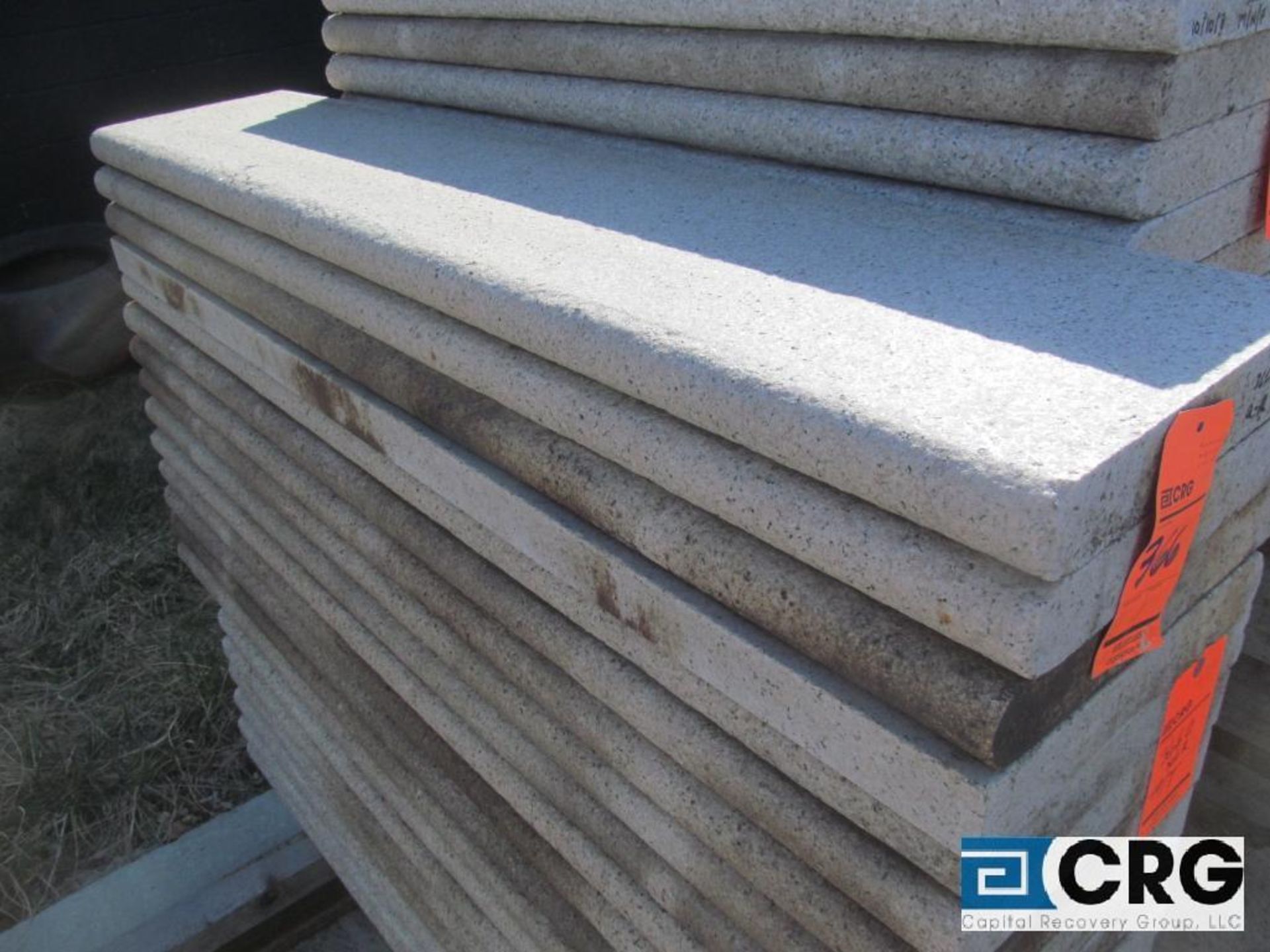 Lot of (10) stair treads granite, desert gold flame finished, 2 in. x 12 in. x 5 ft., bull nose