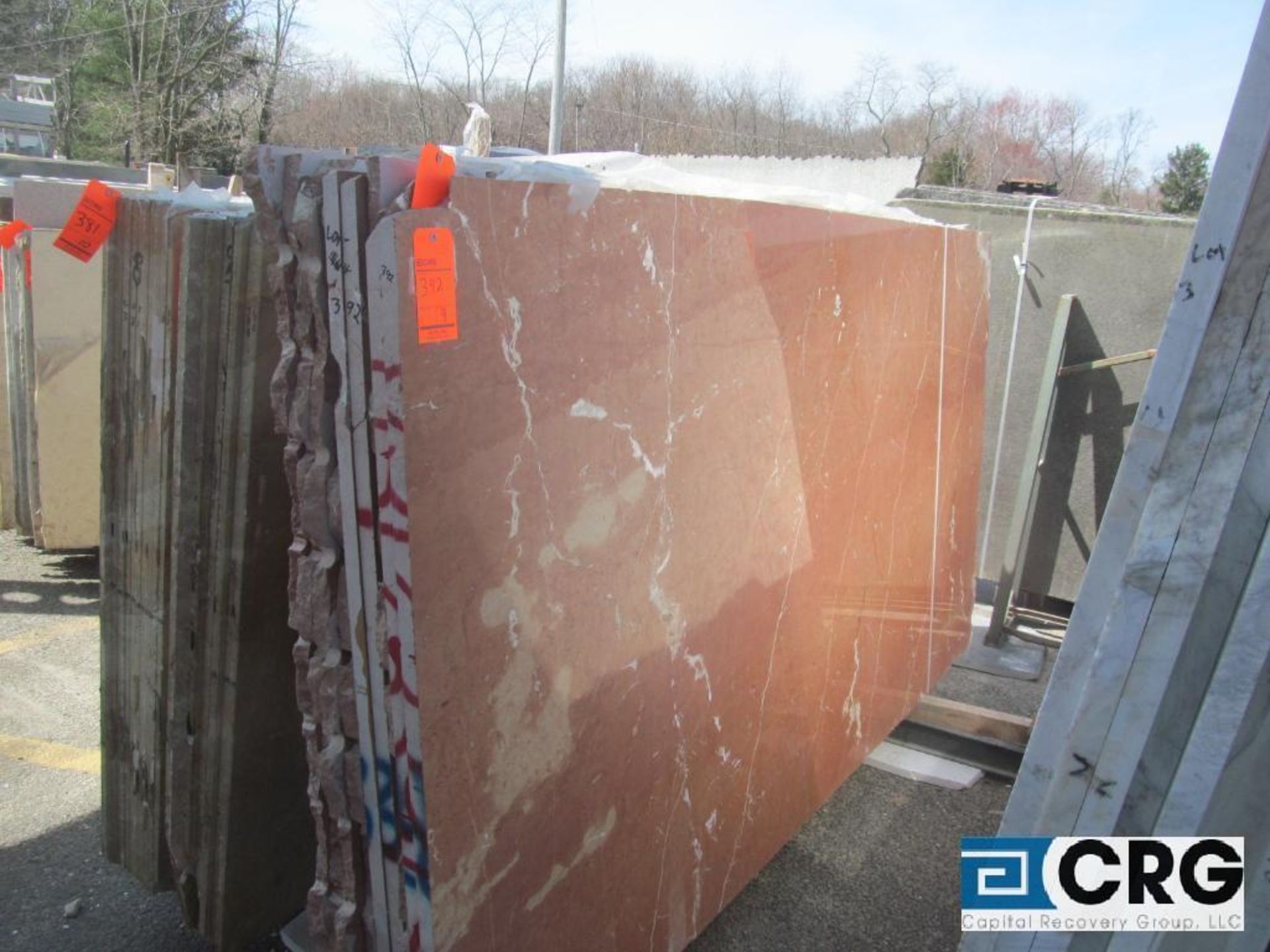 Lot of (9) slabs of Roso Alicante 11/4 115 x 60, marble