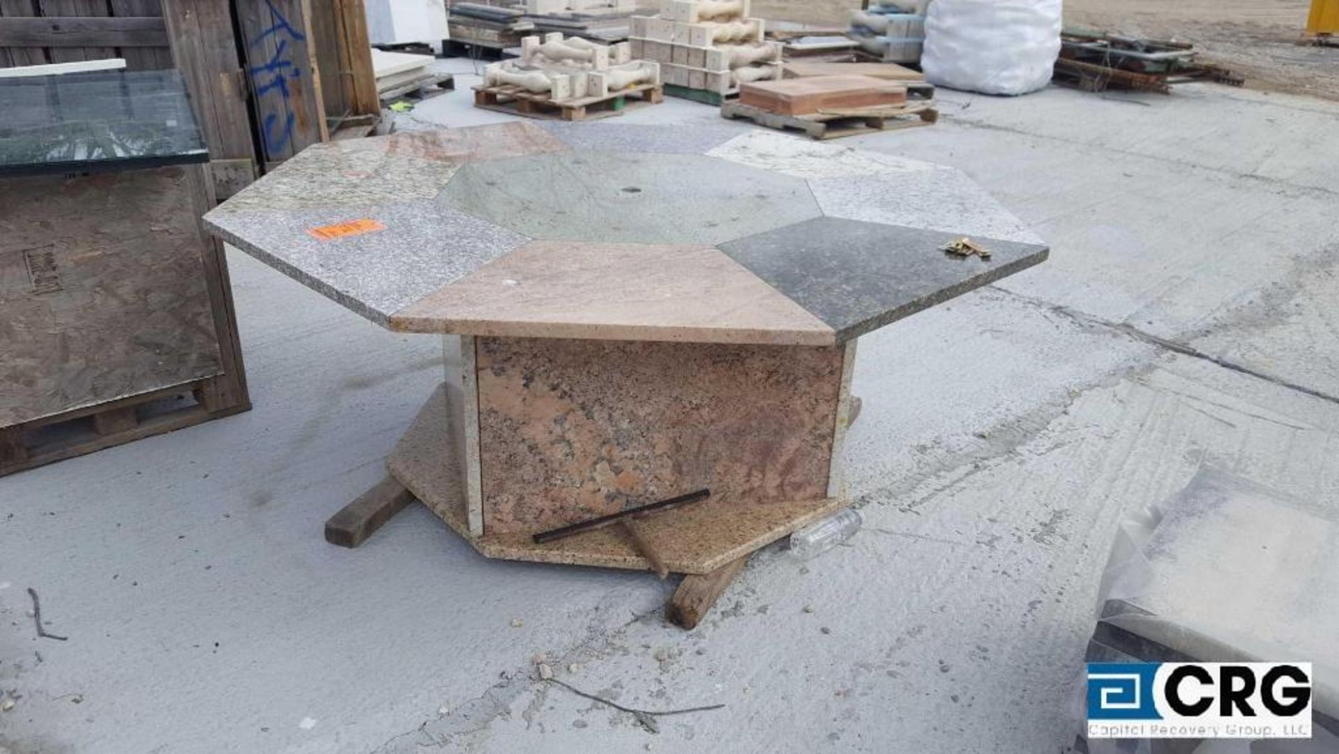 Lot of (2) granite outdoor tables, Stone Quest Will load for $50.00