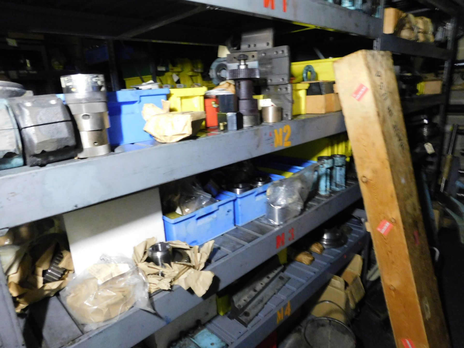 Contents of cage, part for press, shafts, gears, pulleys, hubb, shelving, racking, blocks, ready - Image 10 of 19